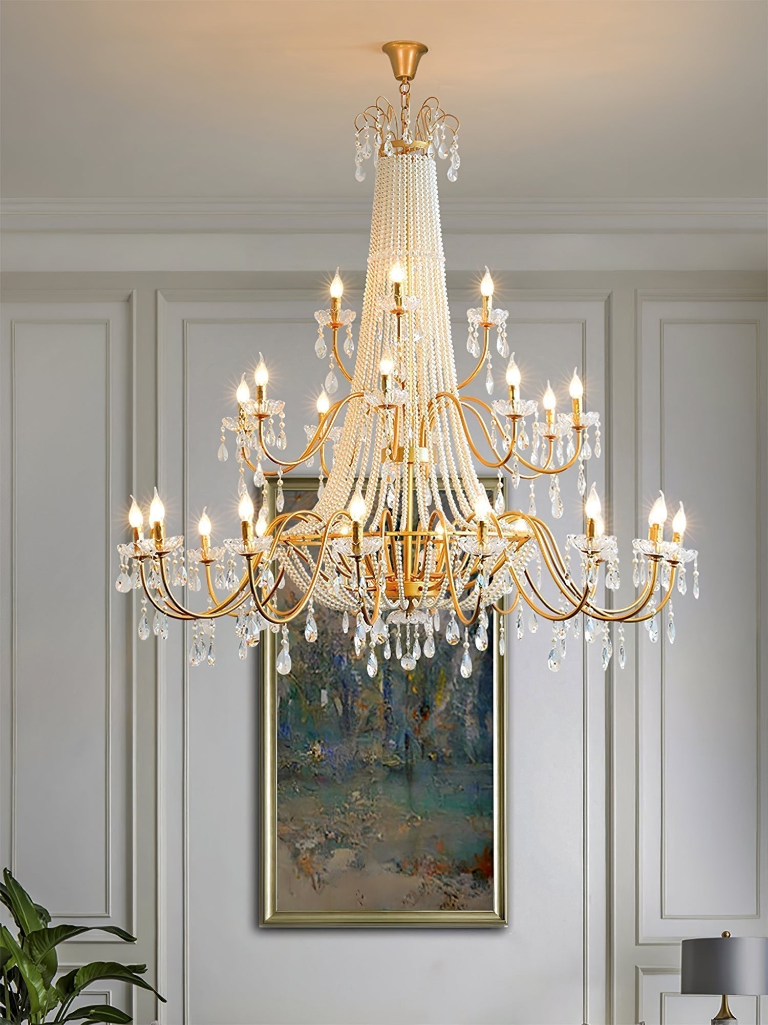Eurvaros Vintage Crystal Brass Chandelier - Letslighting