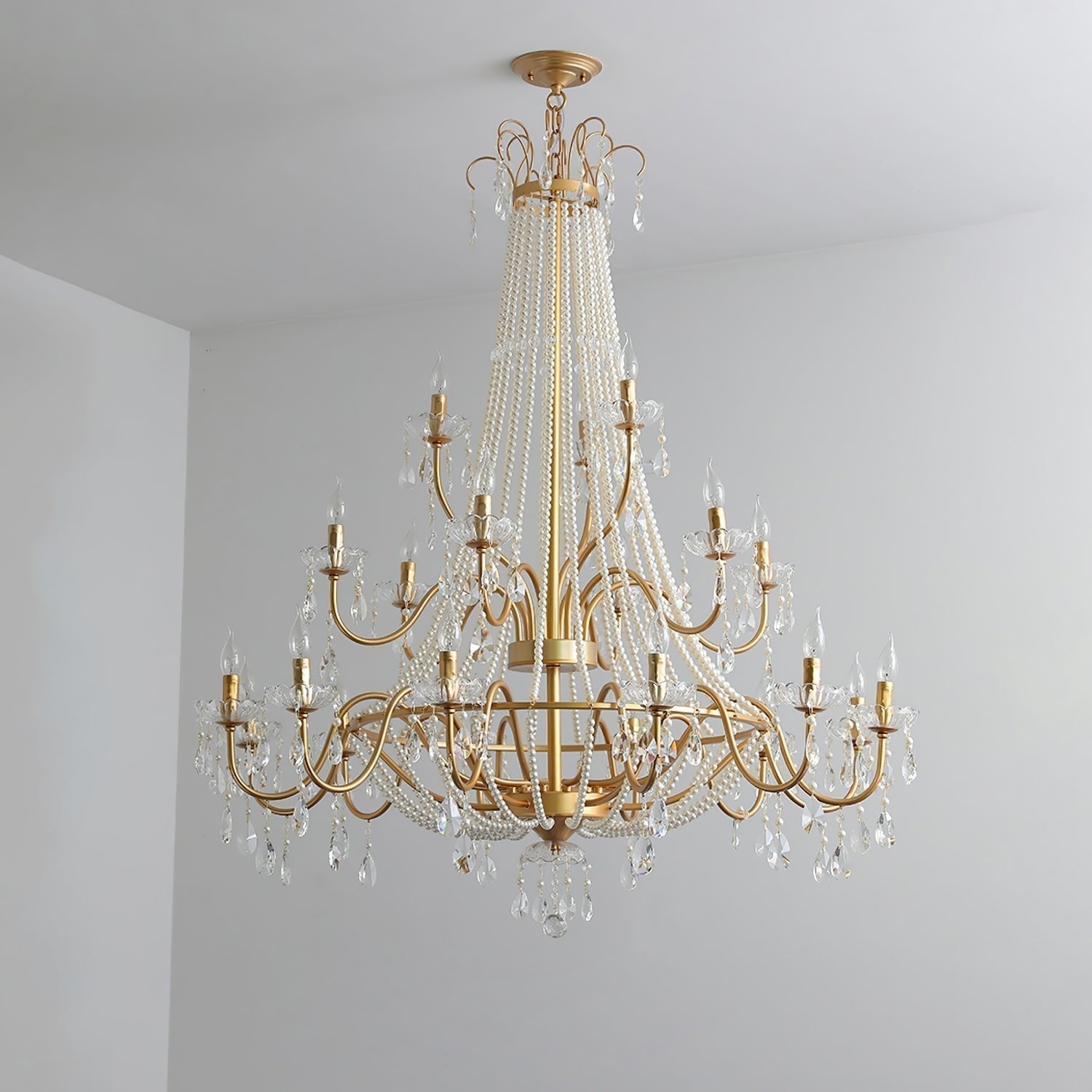 Eurvaros Vintage Crystal Brass Chandelier - Letslighting