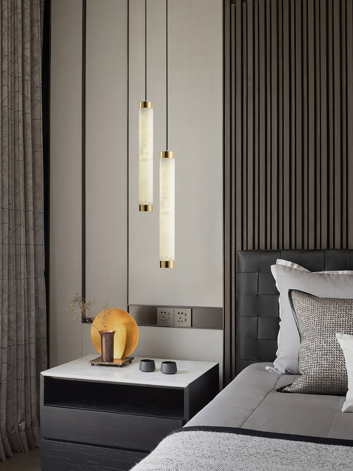 Lira Cylindrical Alabaster Pendant Light - Letslighting