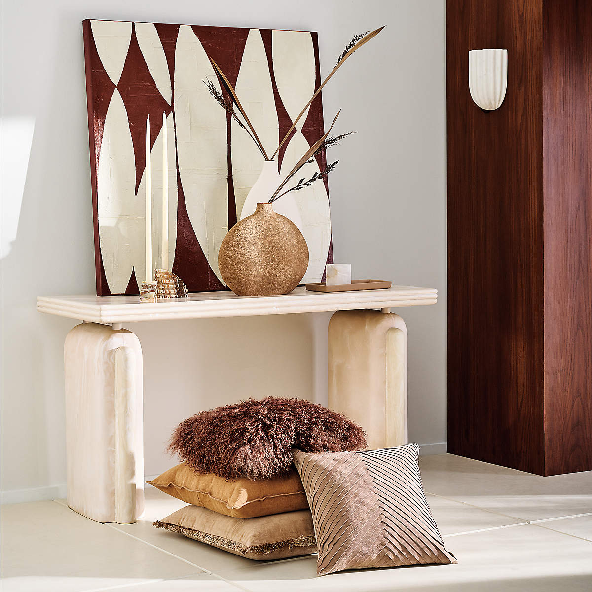 Tinduvys Elegance Ariel Single Marble Fluted Wall Lamp - Lamp Copper