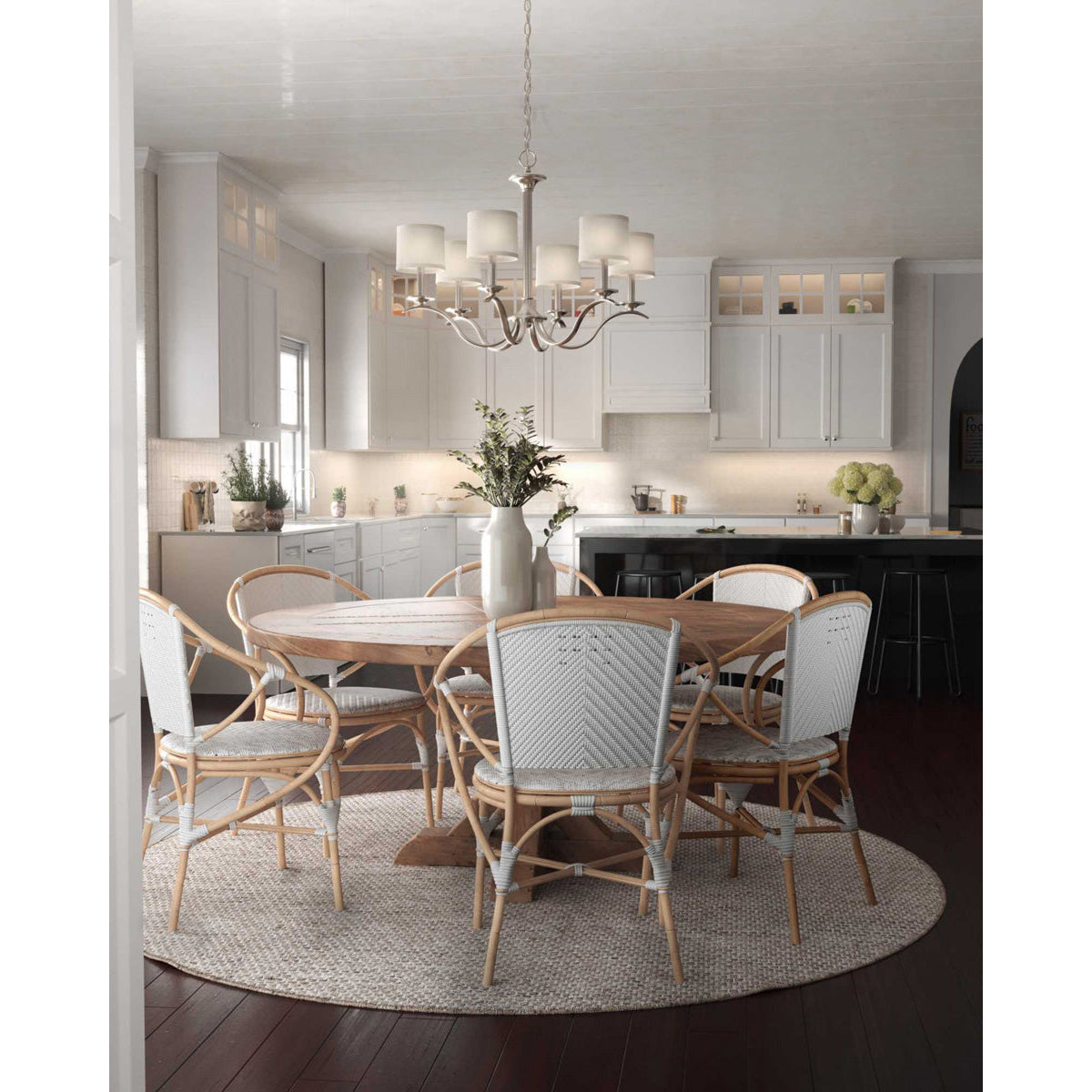 Vatnuvys Traditional Premium Brass Fabric Metal Chandelier - Lamp Copper