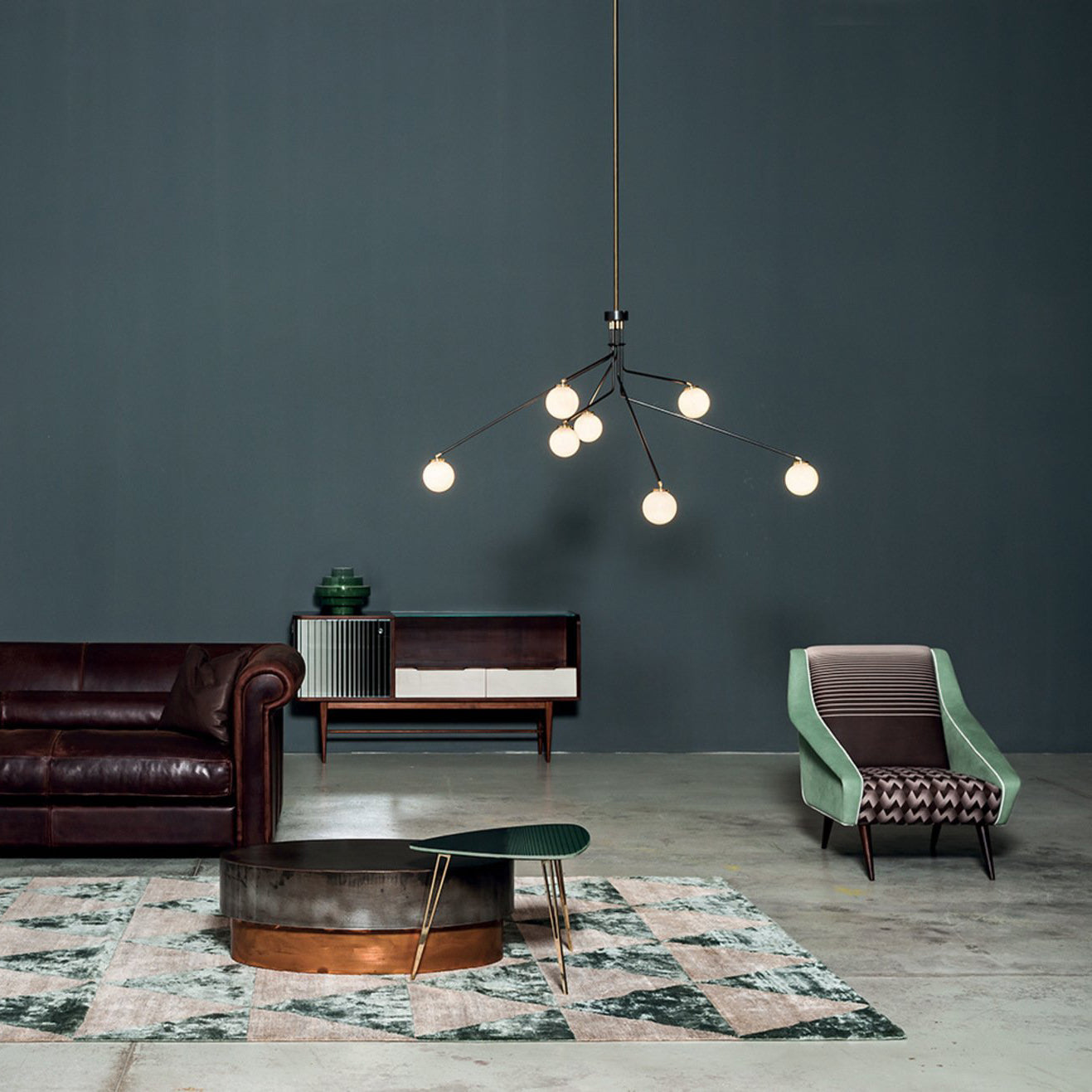 Vatnuvyo Modern Minimalist Brass Metal Glass Ceiling Lamp - Lamp Copper