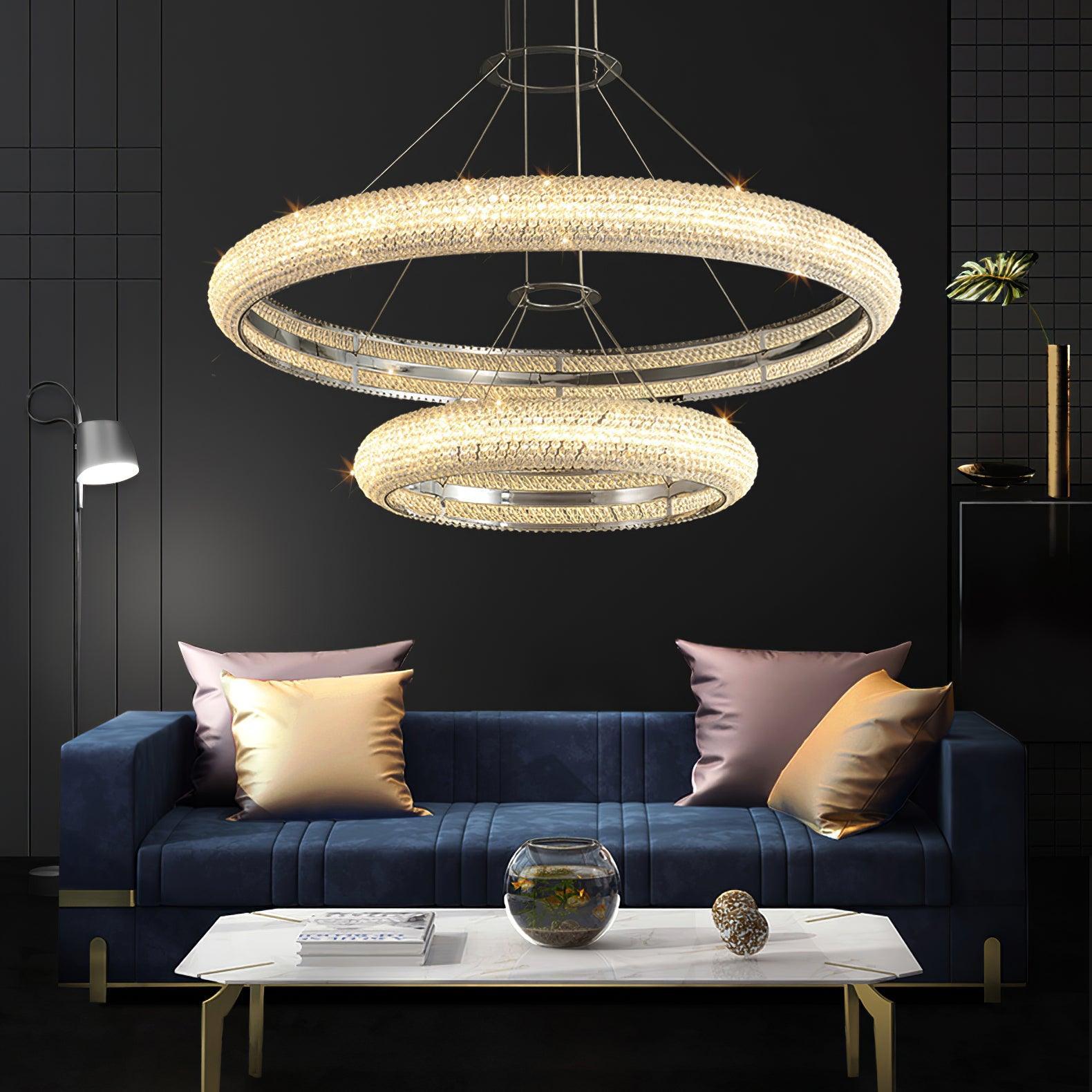 Vazorora Modern Minimalist Ring Metal Crystal Chandelier - Letslighting