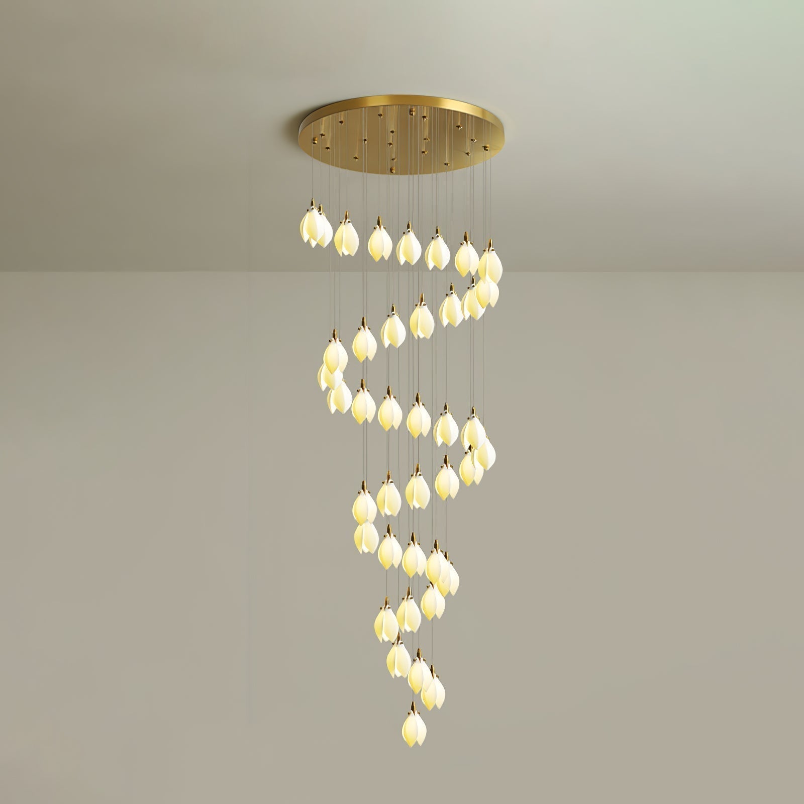 Caphayra Floral Ceramic Brass Chandelier - Letslighting