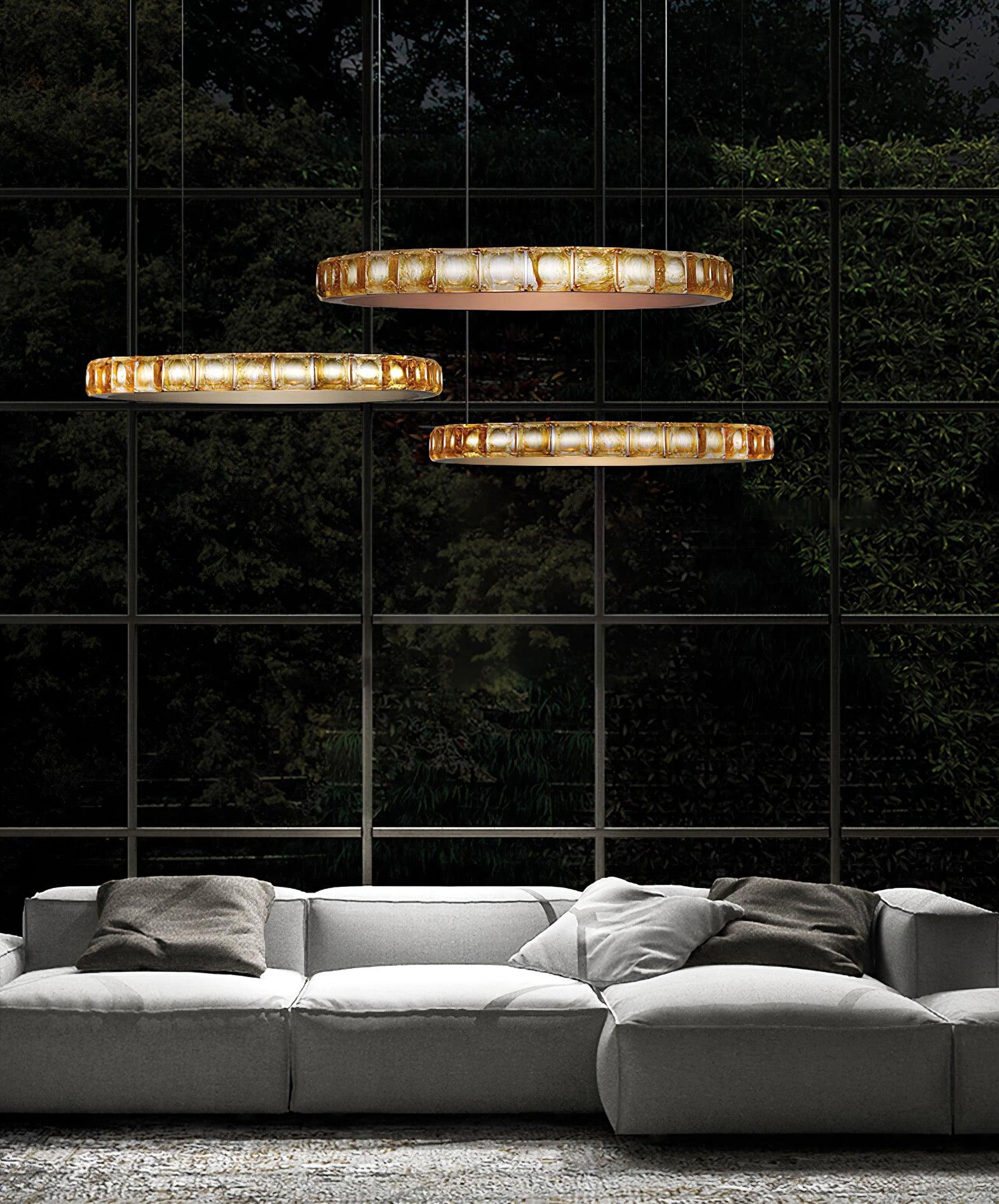 Avzorion Modern Minimalist Ring Glass Metal Chandelier - Letslighting