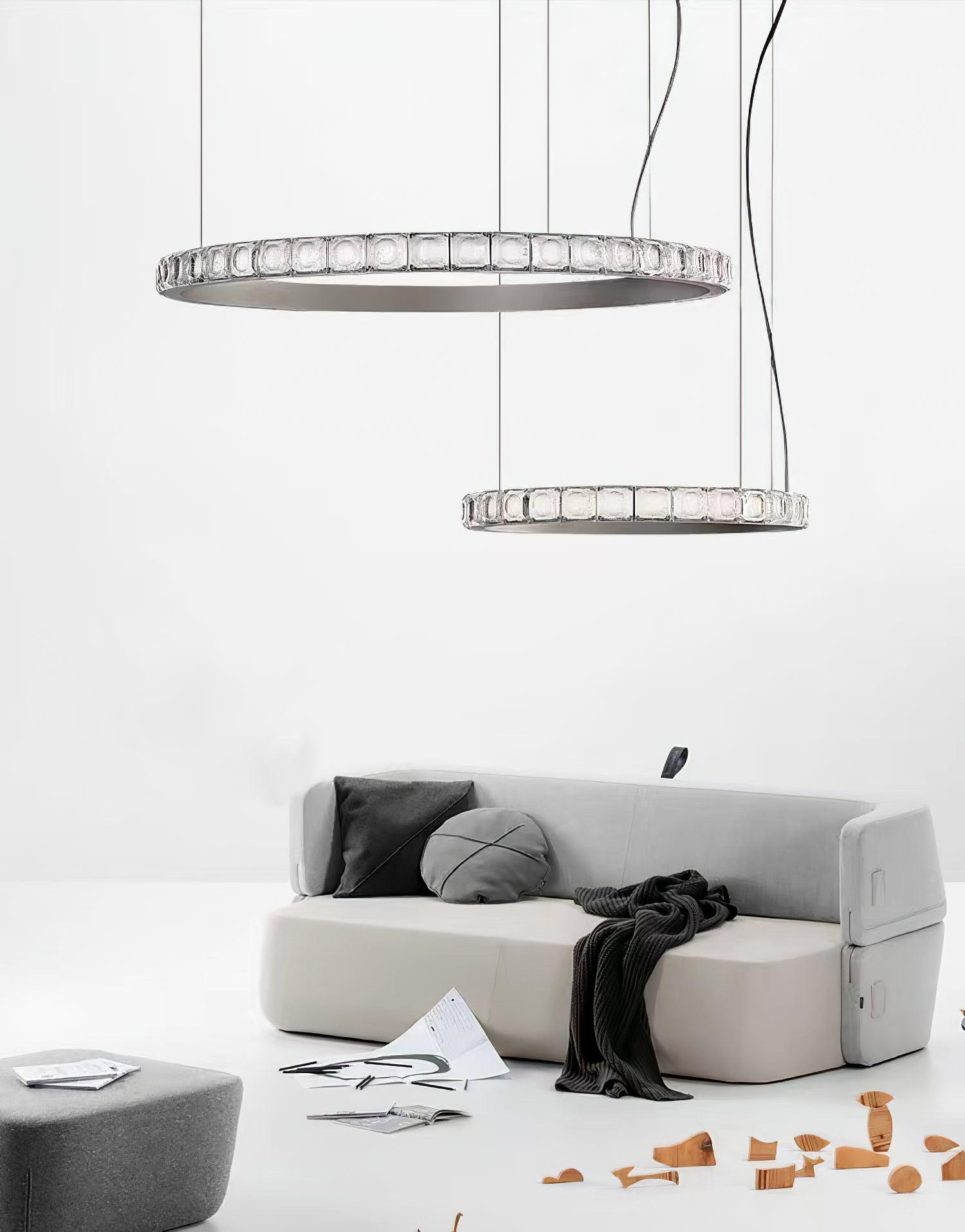 Avzorion Modern Minimalist Ring Glass Metal Chandelier - Letslighting