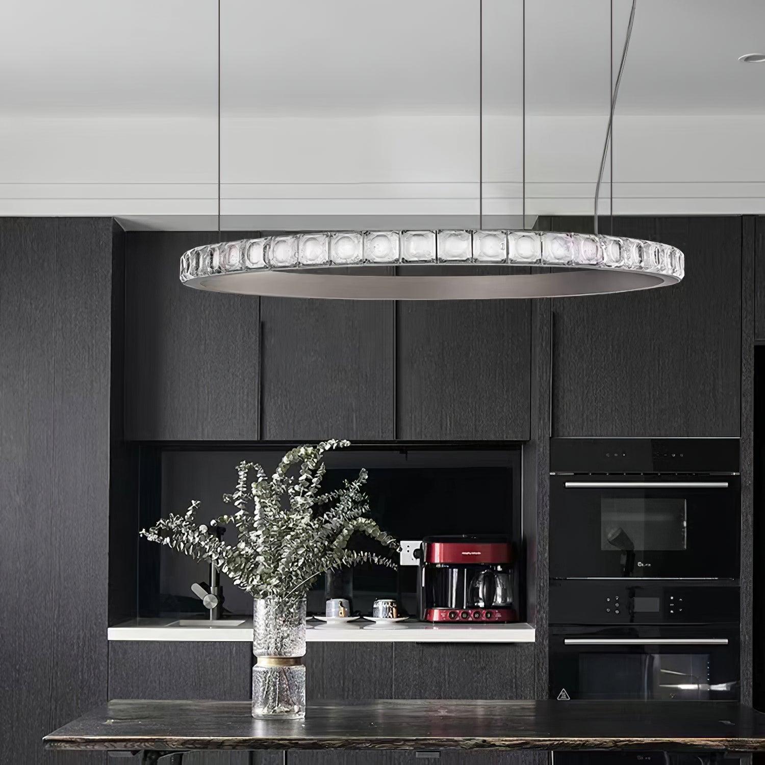 Avzorion Modern Minimalist Ring Glass Metal Chandelier - Letslighting