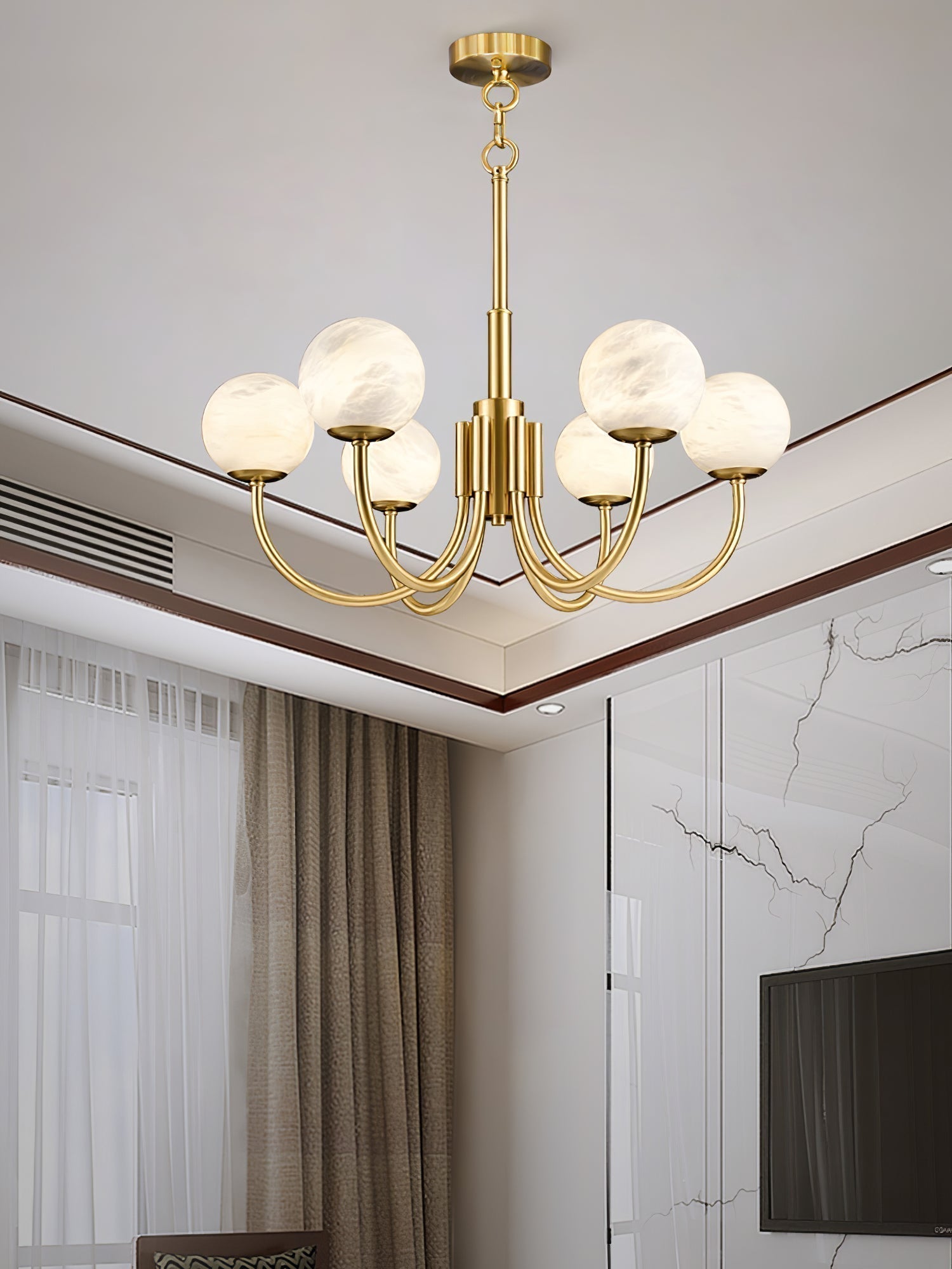 Alira Vintage Alabaster Chandelier Light - Letslighting