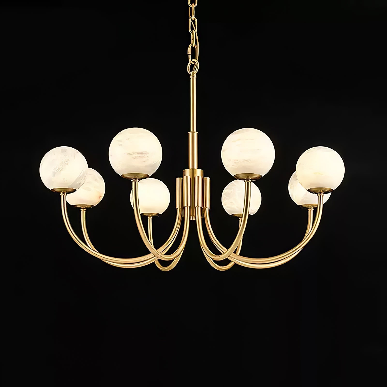 Mjolkuvys Modern Minimalist Globe Brass Alabaster Chandelier - Lamp Copper