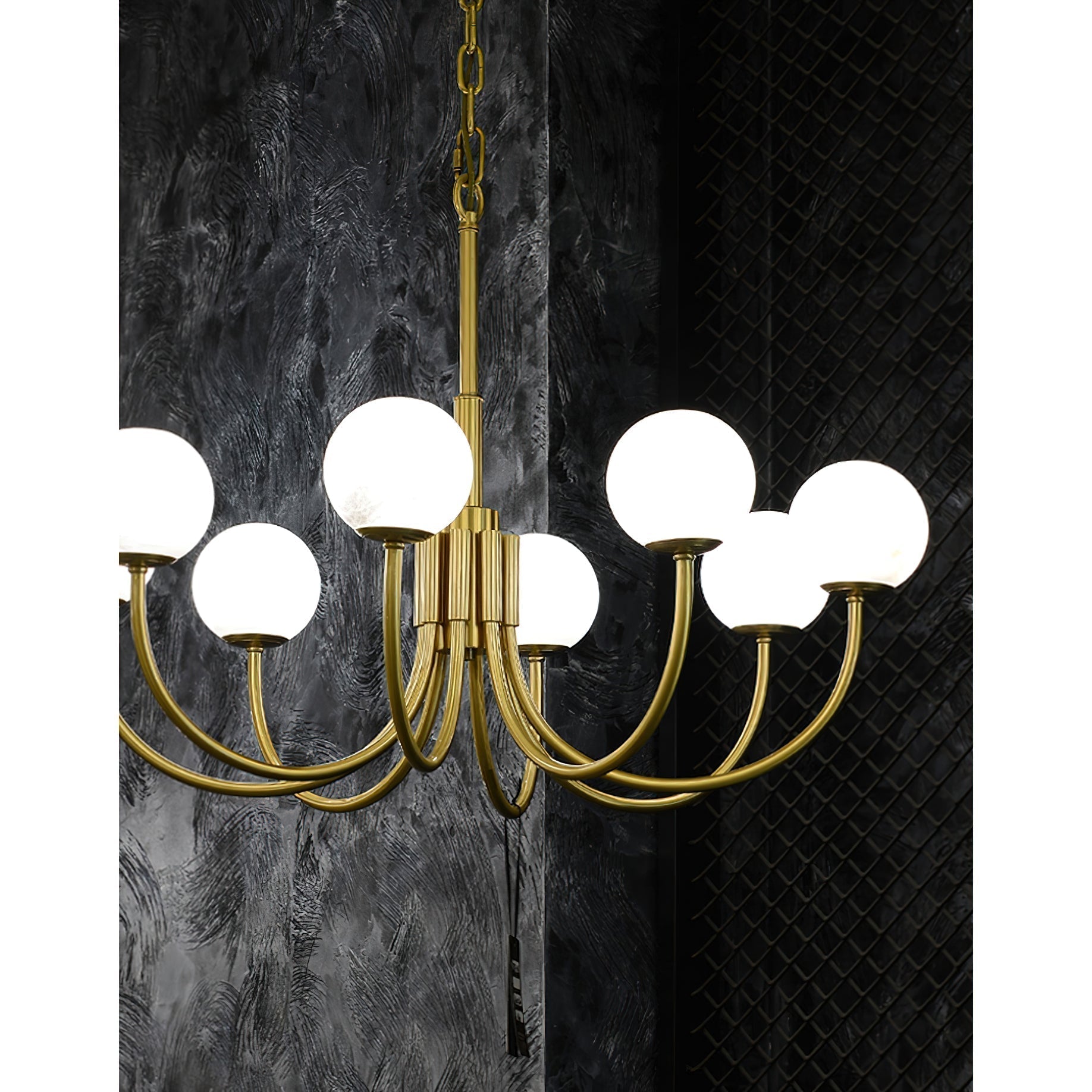 Mjolkuvys Modern Minimalist Globe Brass Alabaster Chandelier - Lamp Copper