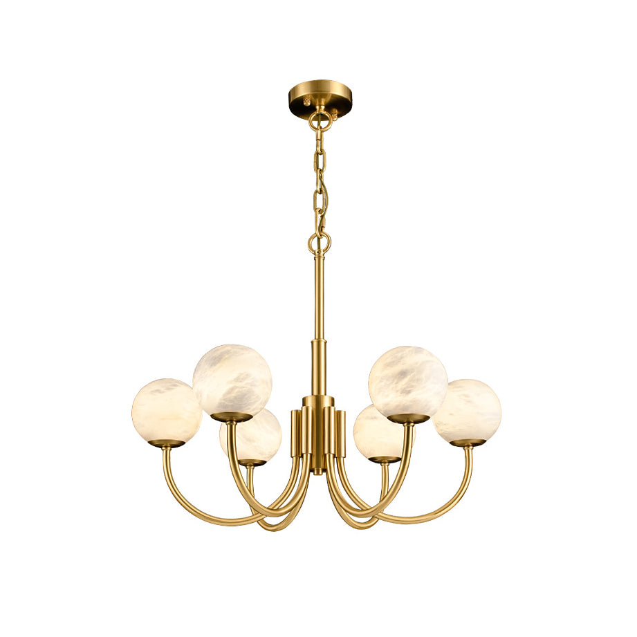Mjolkuvys Modern Minimalist Globe Brass Alabaster Chandelier - Lamp Copper