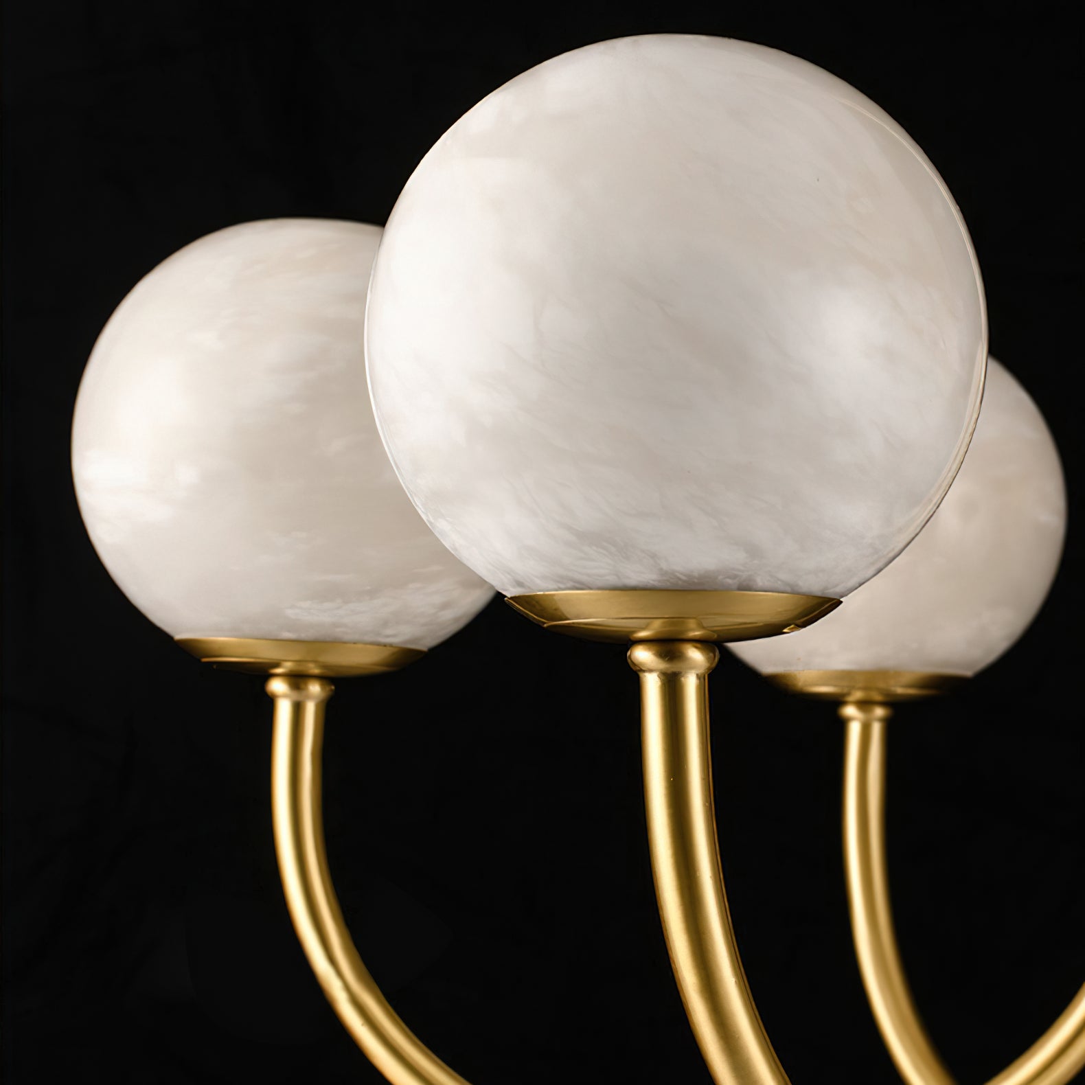 Mjolkuvys Modern Minimalist Globe Brass Alabaster Chandelier - Lamp Copper