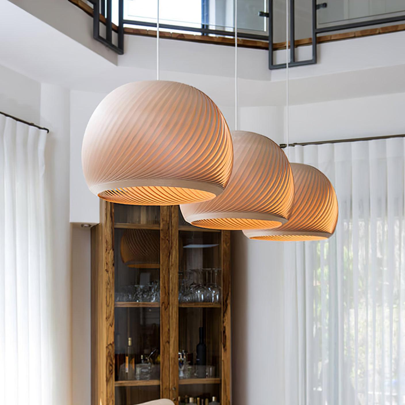 Spiral Vintage Wood Pendant Lamp - Letslighting