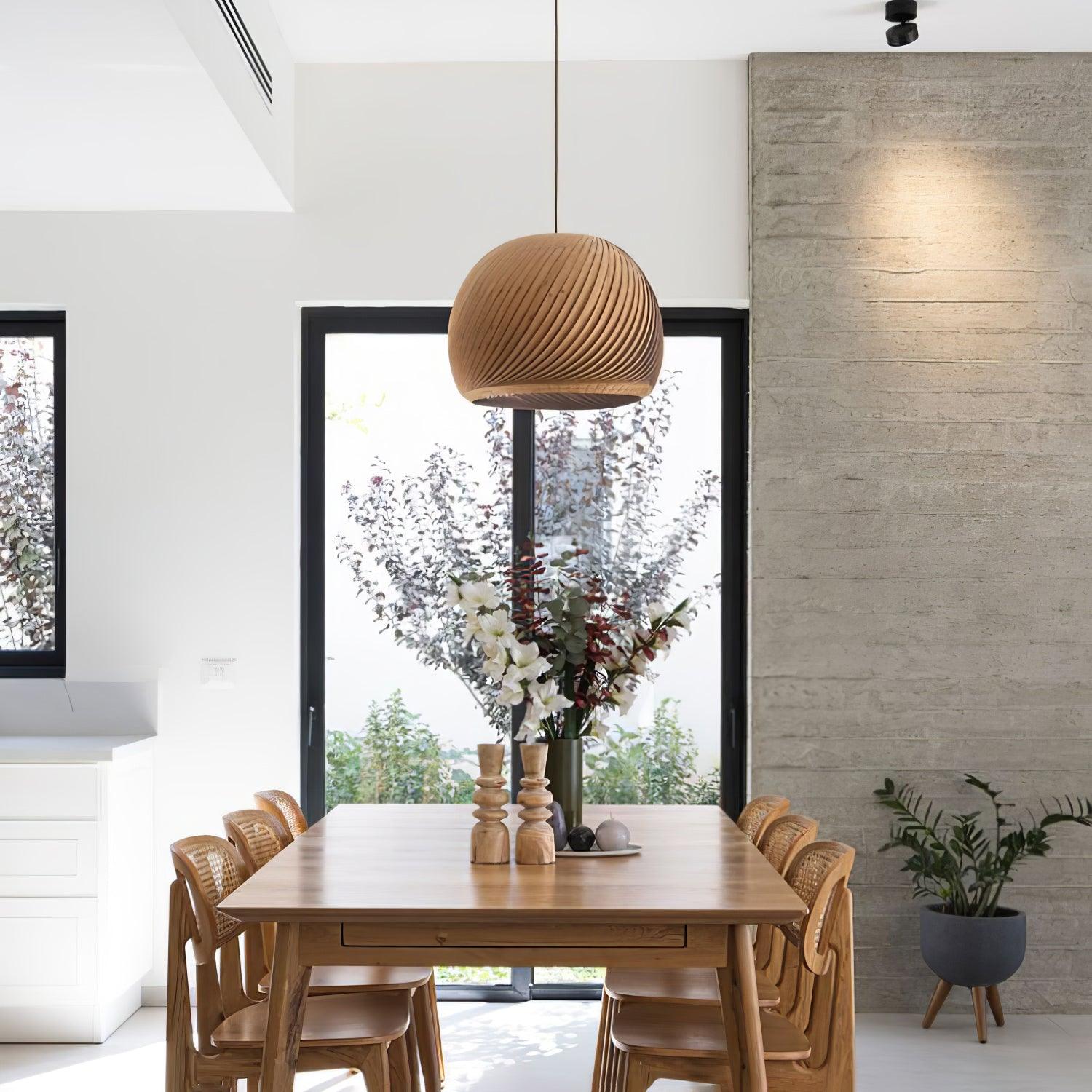 Spiral Vintage Wood Pendant Lamp - Letslighting