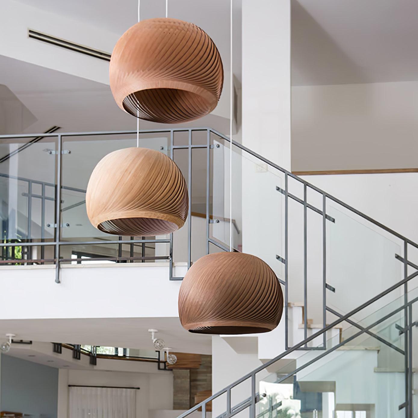Spiral Vintage Wood Pendant Lamp - Letslighting