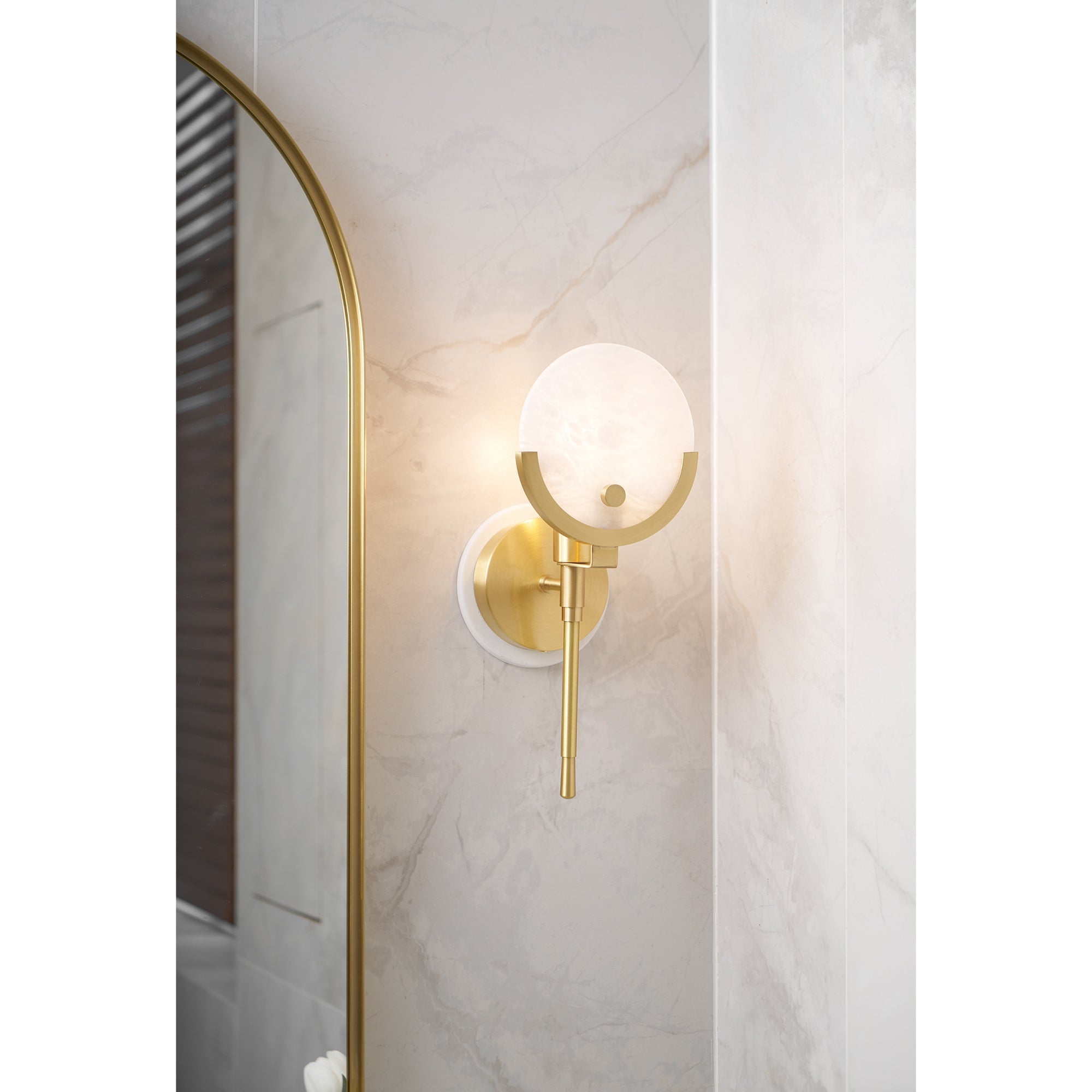 Ljomuvyo Modern Minimalist Brass Alabaster Sconce Wall Lamp - Lamp Copper