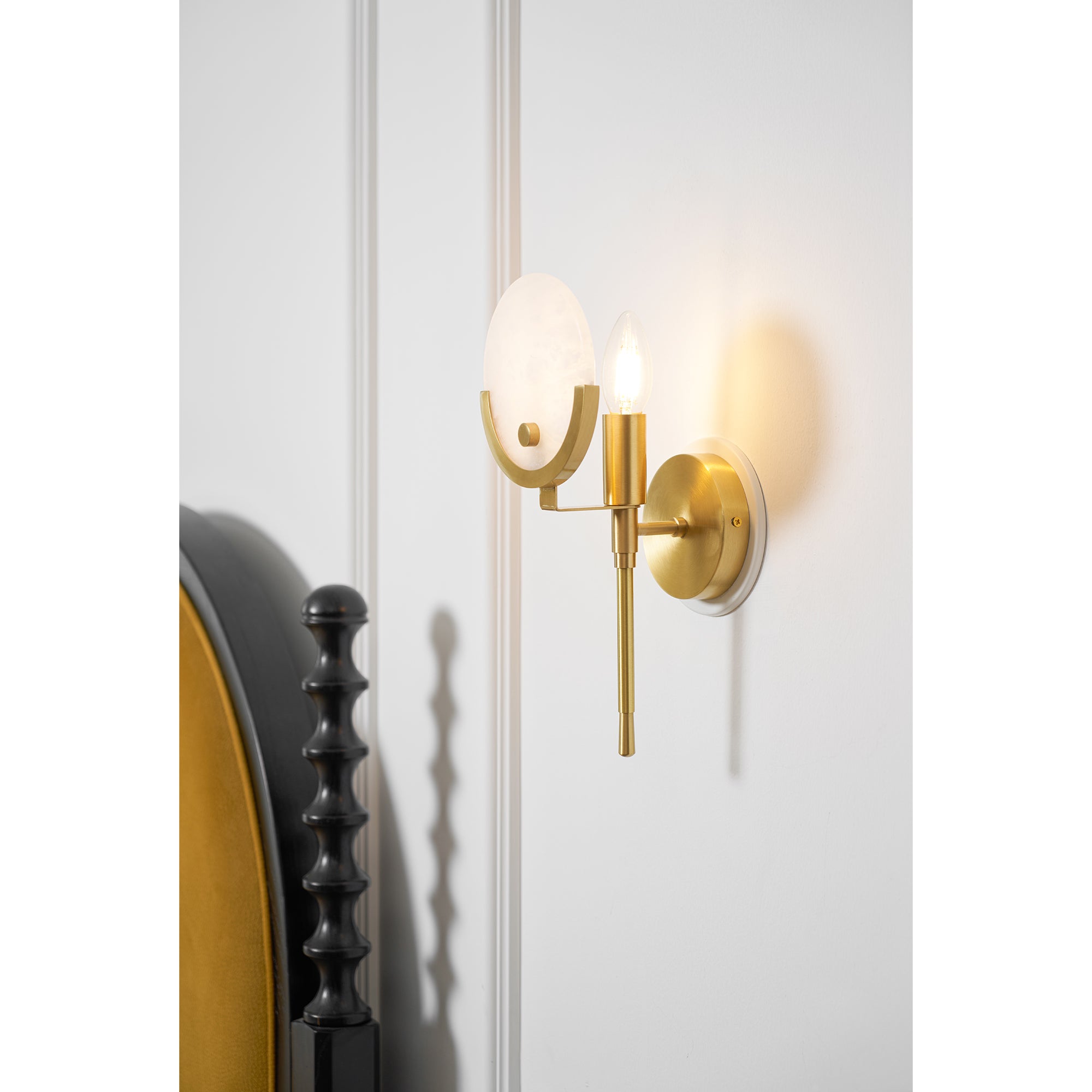 Ljomuvyo Modern Minimalist Brass Alabaster Sconce Wall Lamp - Lamp Copper