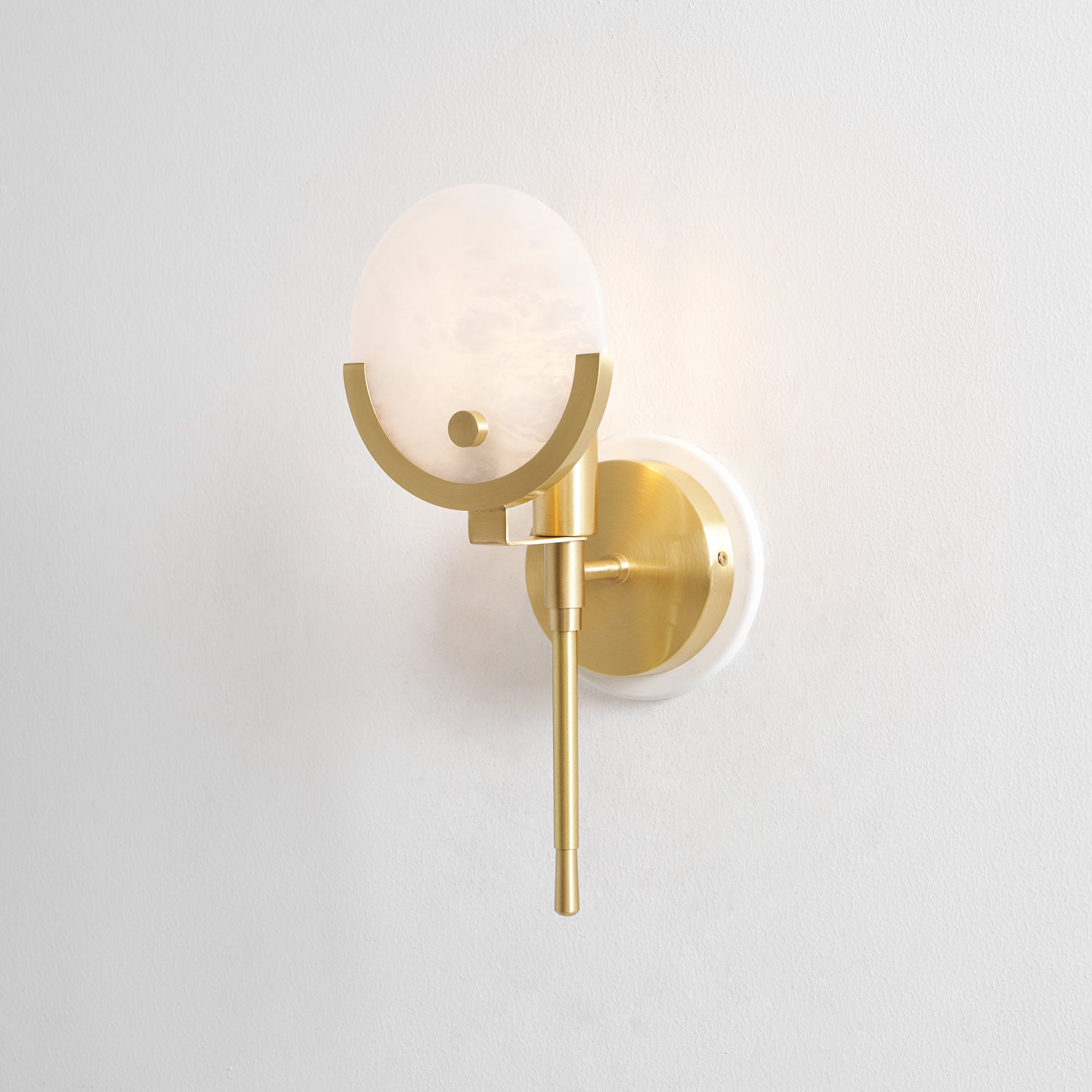 Ljomuvyo Modern Minimalist Brass Alabaster Sconce Wall Lamp - Lamp Copper