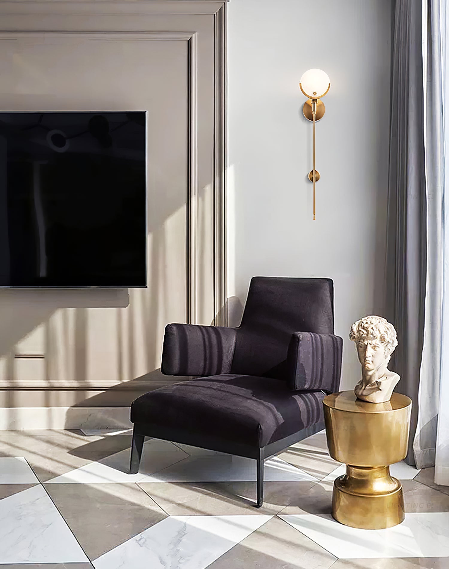 Ljomuvyo Modern Minimalist Brass Alabaster Sconce Wall Lamp - Lamp Copper