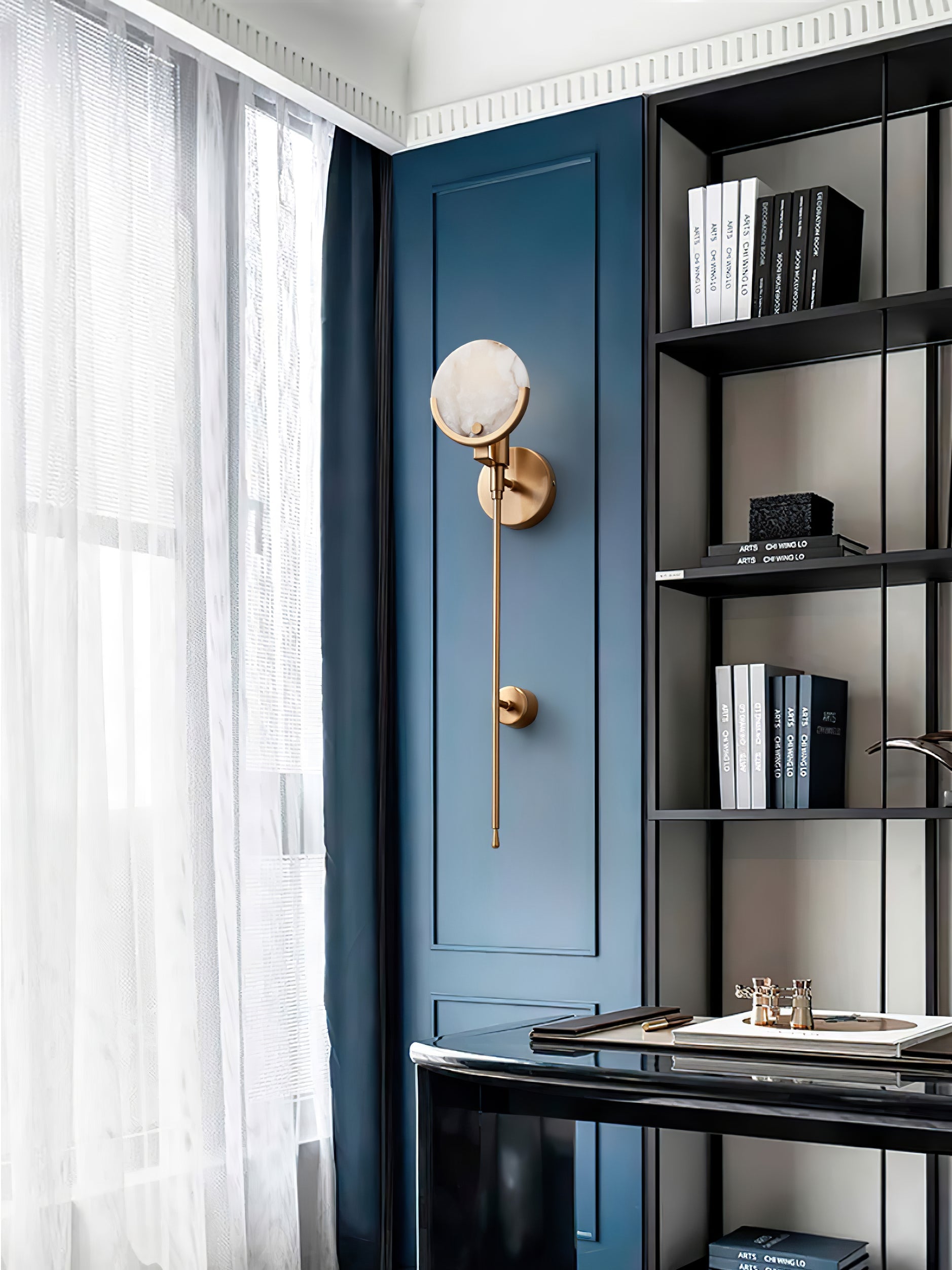 Ljomuvyo Modern Minimalist Brass Alabaster Sconce Wall Lamp - Lamp Copper