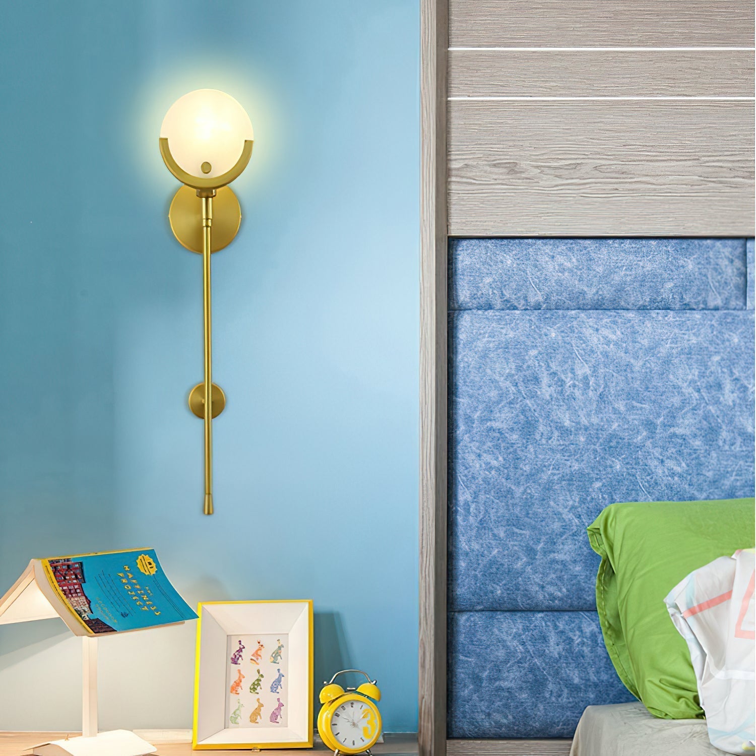 Ljomuvyo Modern Minimalist Brass Alabaster Sconce Wall Lamp - Lamp Copper