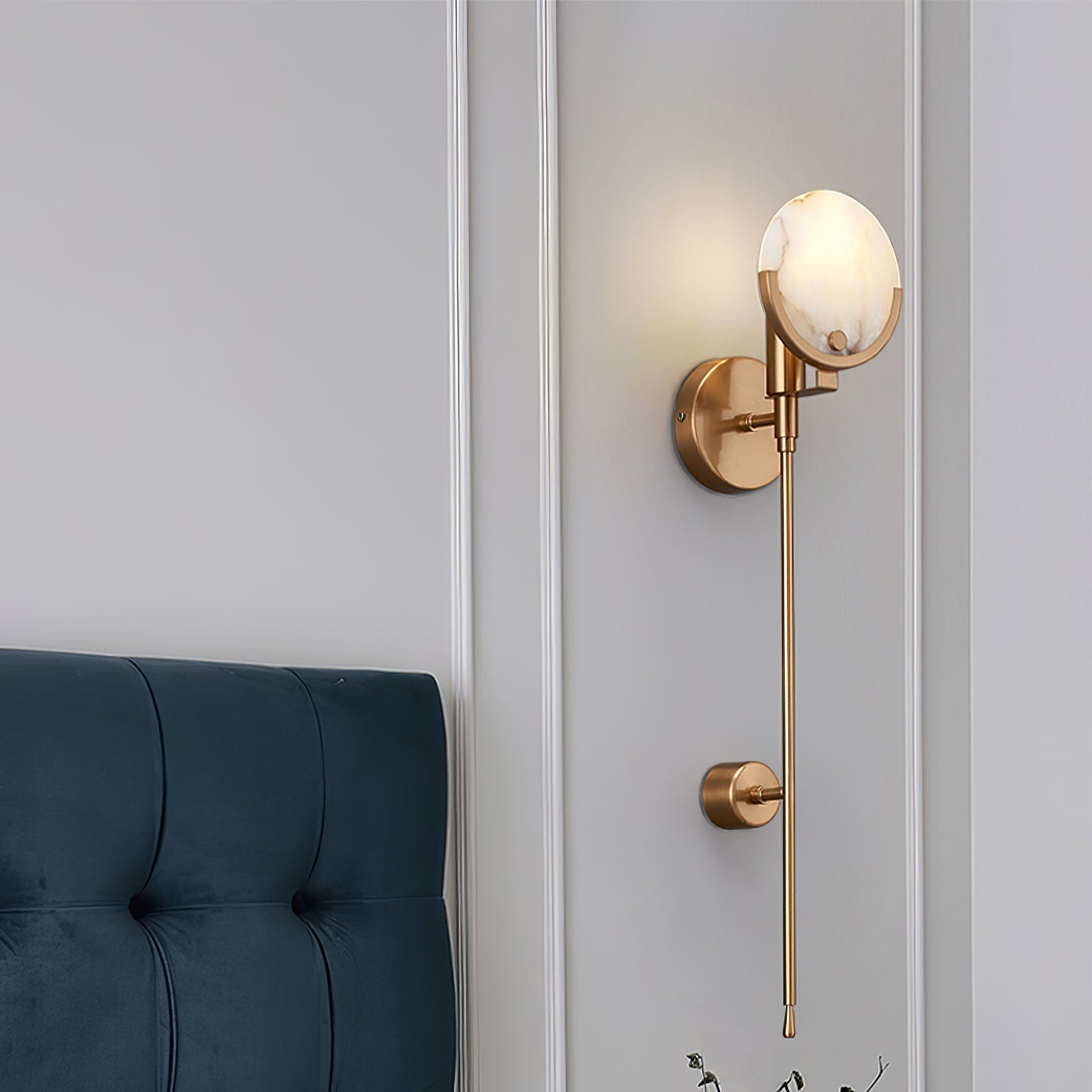 Ljomuvyo Modern Minimalist Brass Alabaster Sconce Wall Lamp - Lamp Copper