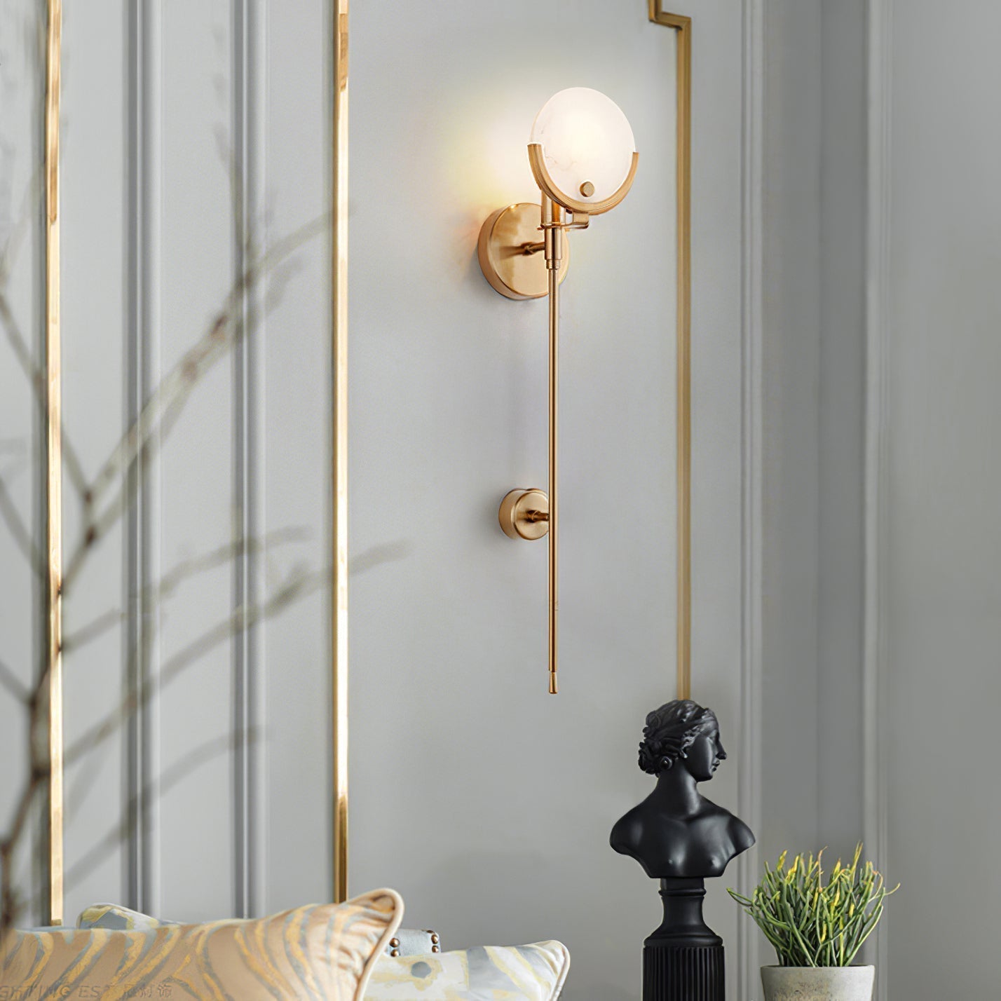 Ljomuvyo Modern Minimalist Brass Alabaster Sconce Wall Lamp - Lamp Copper