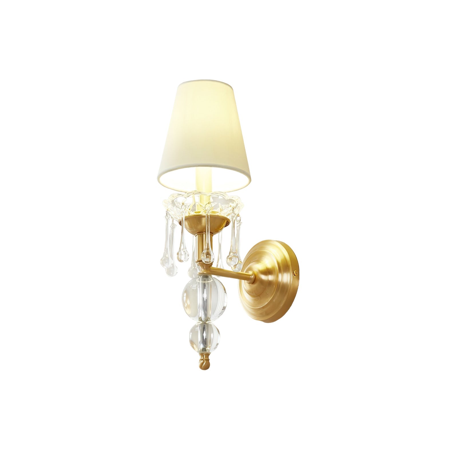 Qvistuvyh Postmodern Luxury Fabric Crystal Wall Lamp - Lamp Copper
