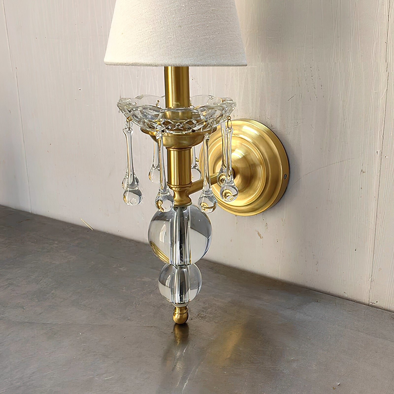Qvistuvyh Postmodern Luxury Fabric Crystal Wall Lamp - Lamp Copper