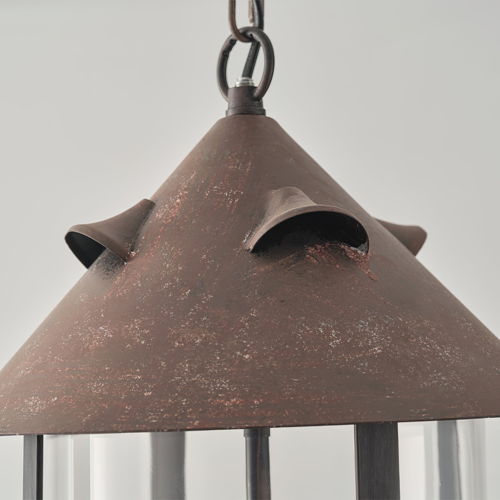 Tinduvyh Vintage Industrial Metal Glass Lantern Pendant Lamp - Lamp Copper