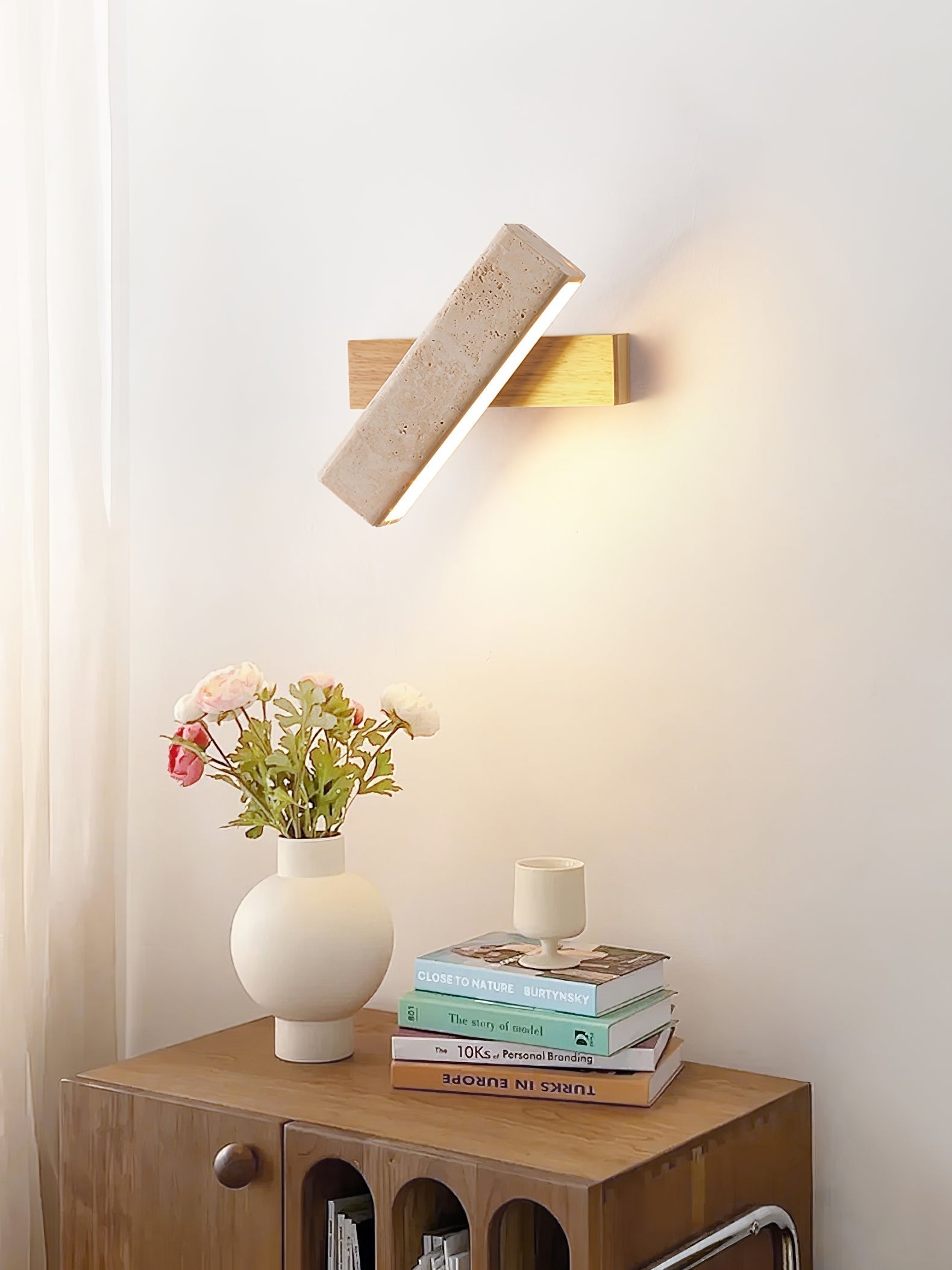 Esorora Rectangular Travertine Wall Light - Letslighting