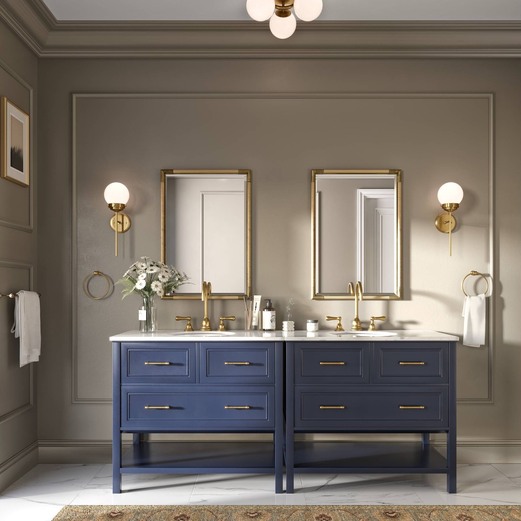 Waegnuvyh Modern Minimalist Brass Glass Wall Lamp - Lamp Copper