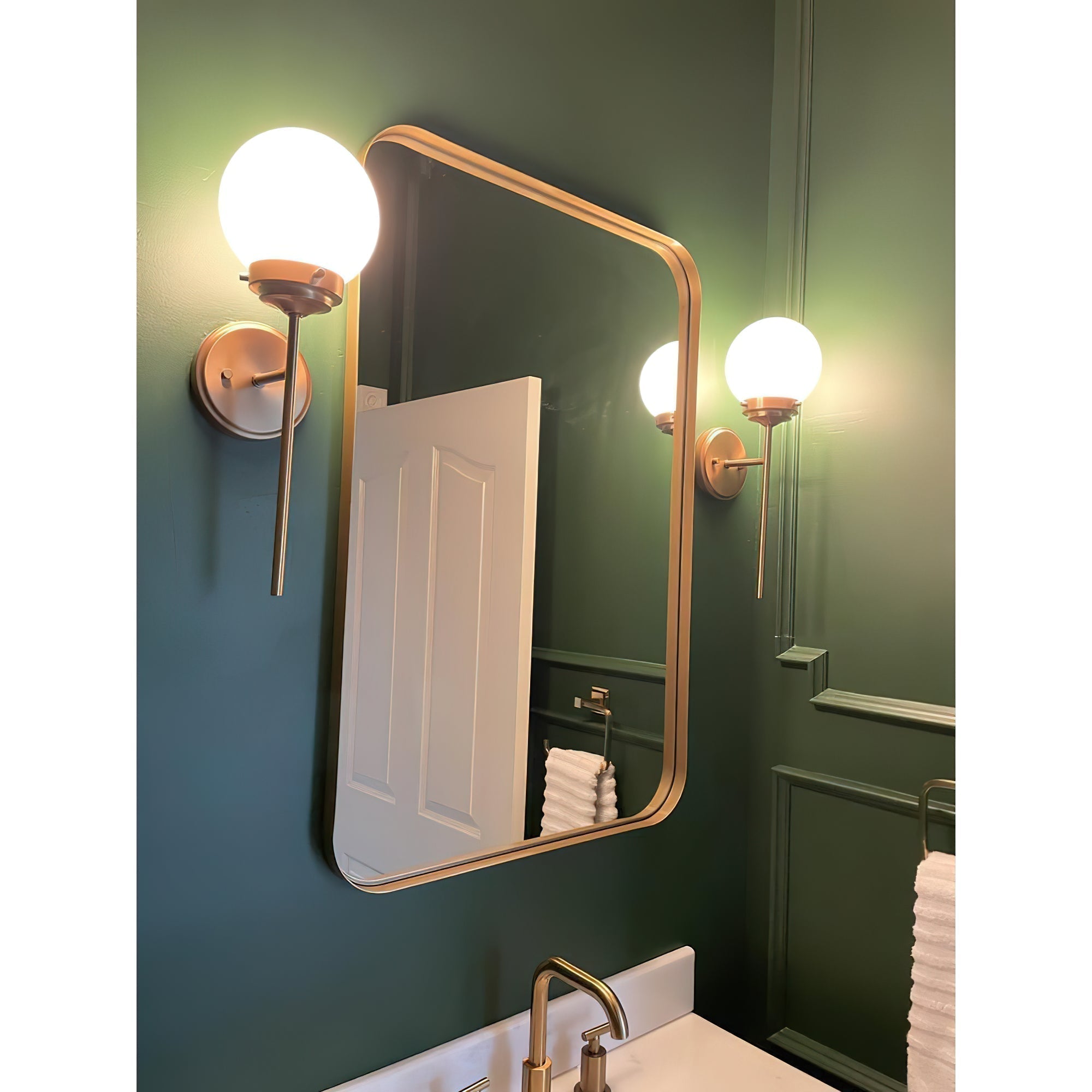 Waegnuvyh Modern Minimalist Brass Glass Wall Lamp - Lamp Copper