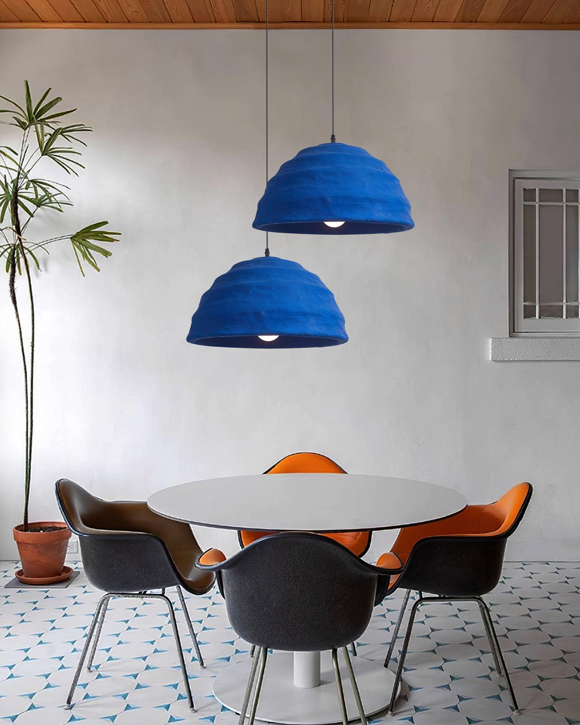 Pendant Lamp Dome Shade Blue Industrial - Letslighting