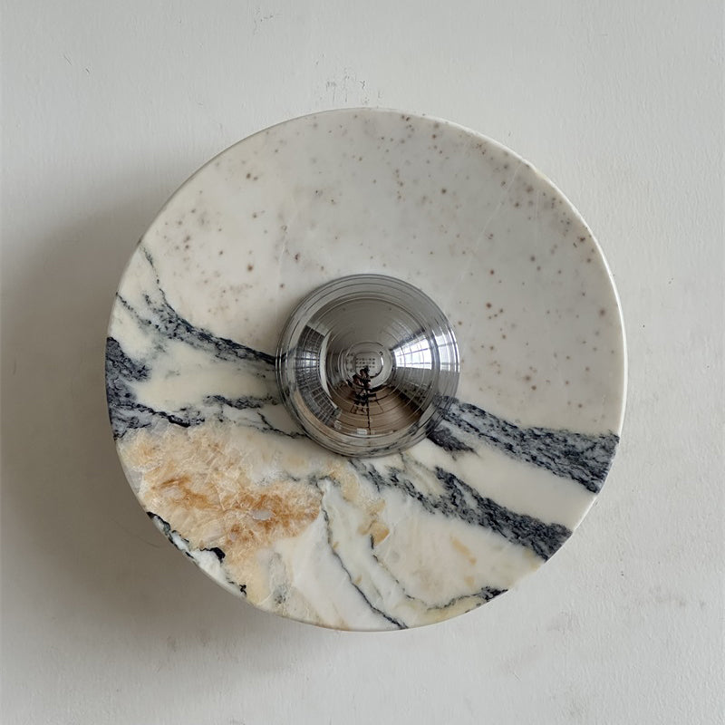 Alter Modern Minimalist Round Marble Metal Sconce Wall Lamp - Lamp Copper
