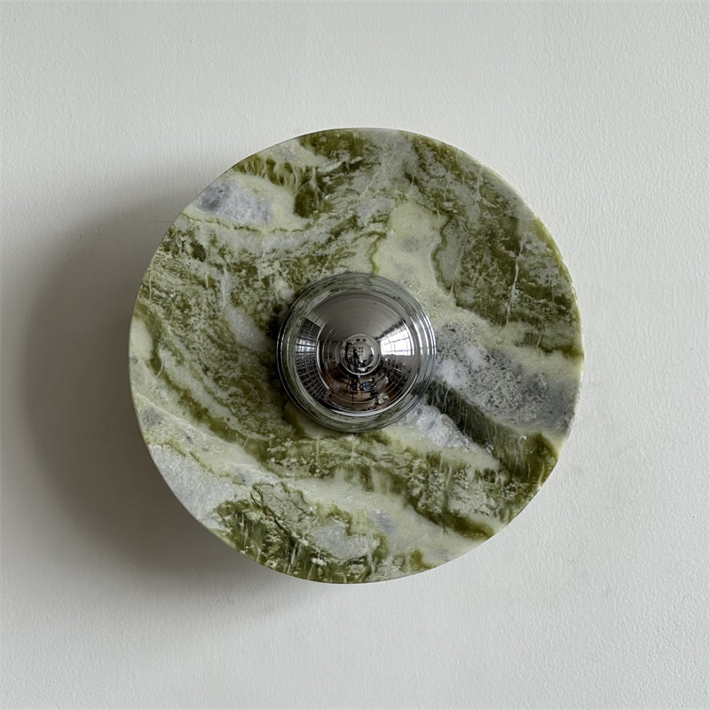 Evvarel Modern Minimalist Green Marble Metal Sconce Wall Lamp - Lamp Copper
