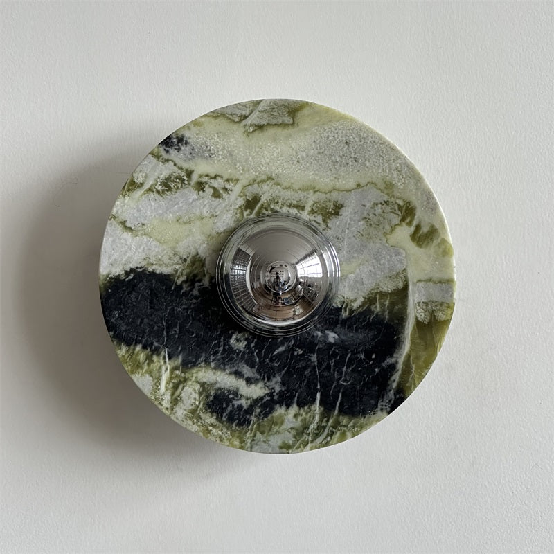 Evvarel Modern Minimalist Green Marble Metal Sconce Wall Lamp - Lamp Copper