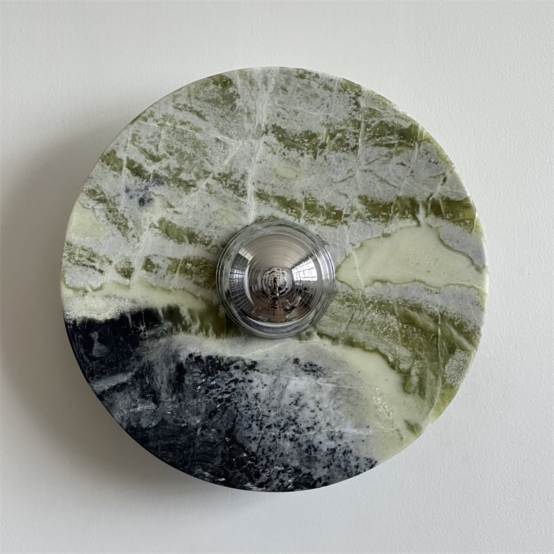 Evvarel Modern Minimalist Green Marble Metal Sconce Wall Lamp - Lamp Copper