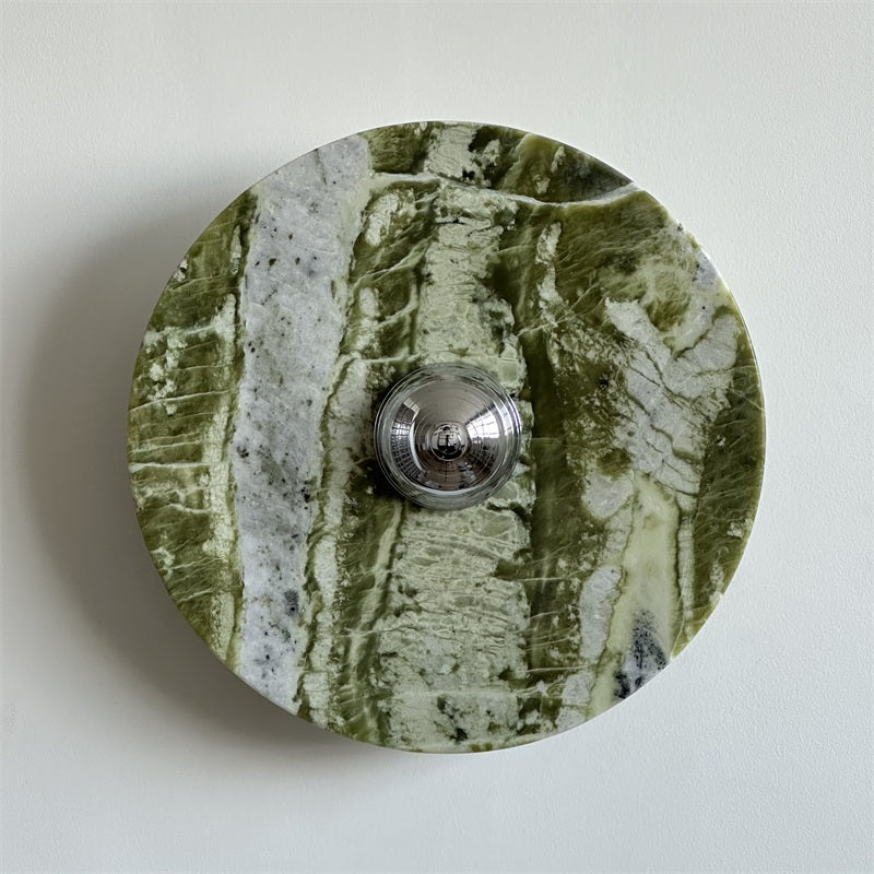 Evvarel Modern Minimalist Green Marble Metal Sconce Wall Lamp - Lamp Copper