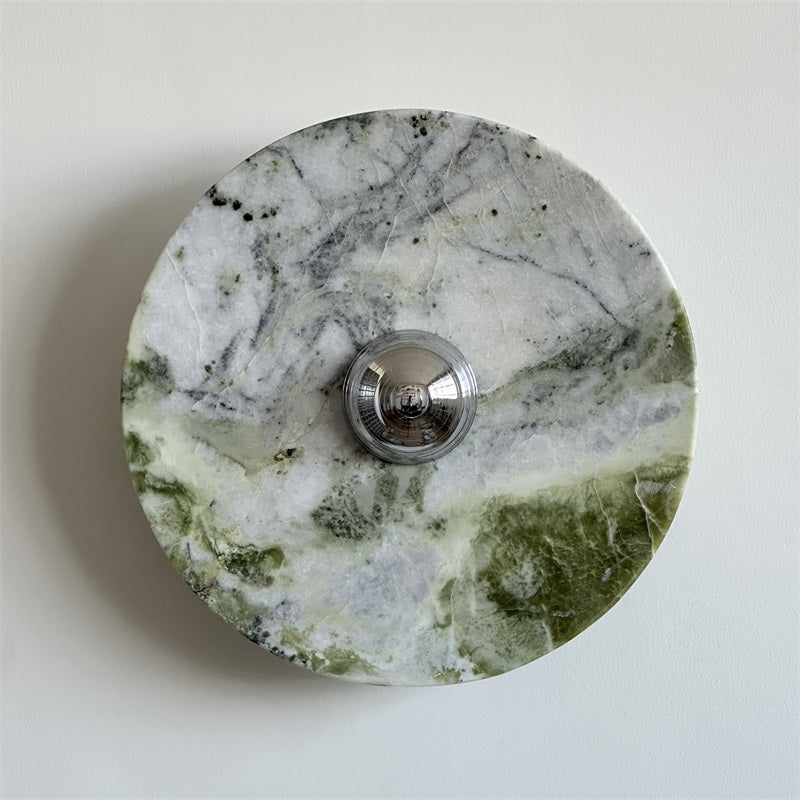Evvarel Modern Minimalist Green Marble Metal Sconce Wall Lamp - Lamp Copper