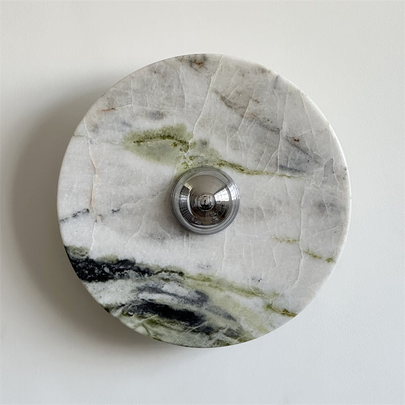 Evvarel Modern Minimalist Green Marble Metal Sconce Wall Lamp - Lamp Copper
