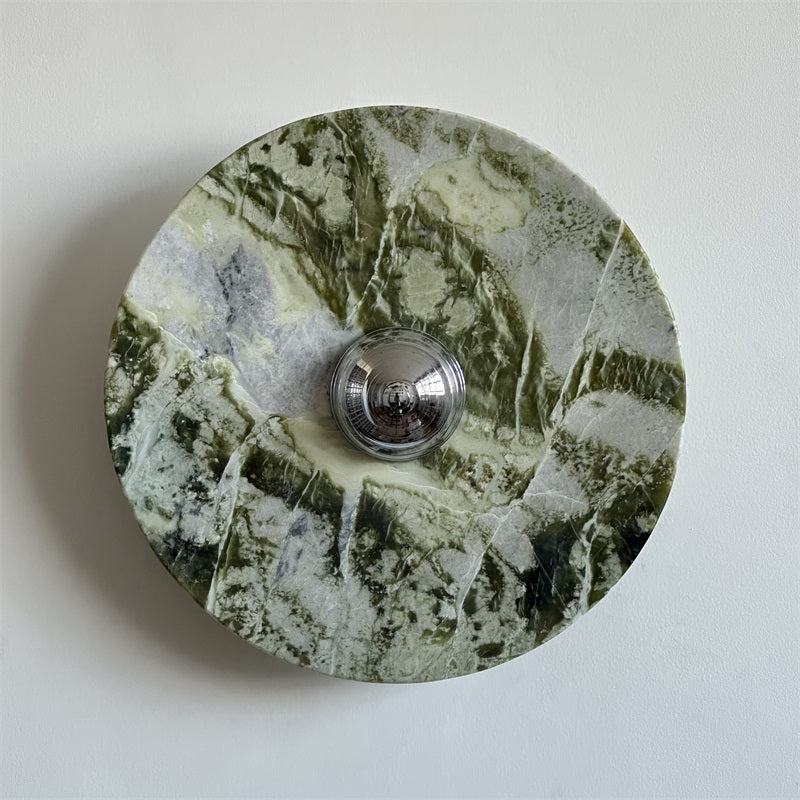 Evvarel Modern Minimalist Green Marble Metal Sconce Wall Lamp - Lamp Copper