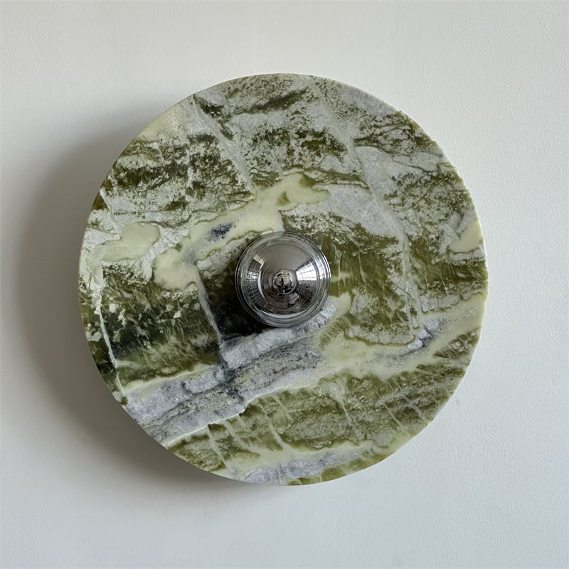 Evvarel Modern Minimalist Green Marble Metal Sconce Wall Lamp - Lamp Copper