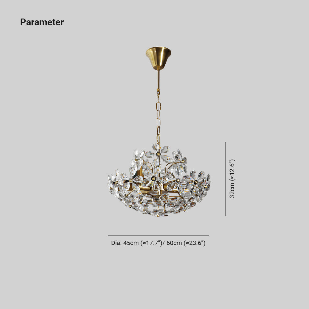 Ray Retro Oro Flor Cristal Lámpara colgante Salón