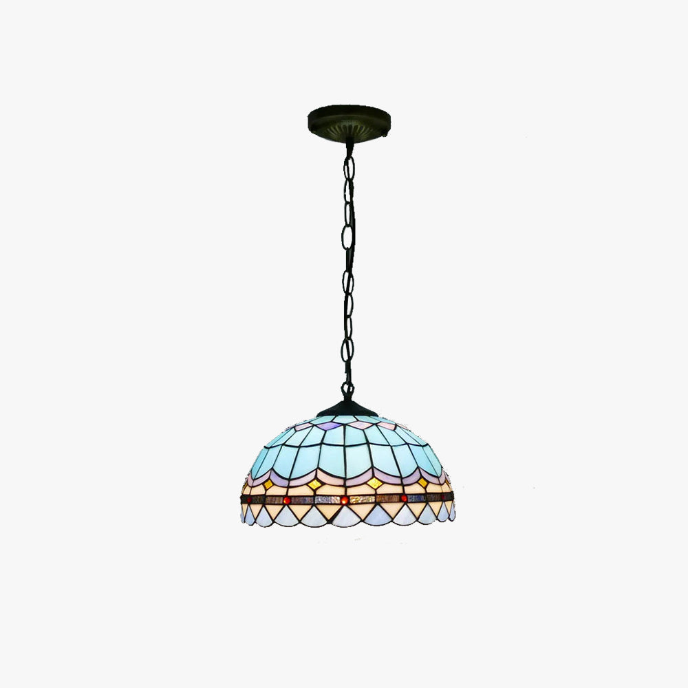 Tiffany Retro LED Lámpara colgante Azul Metal Vidrio Comedor