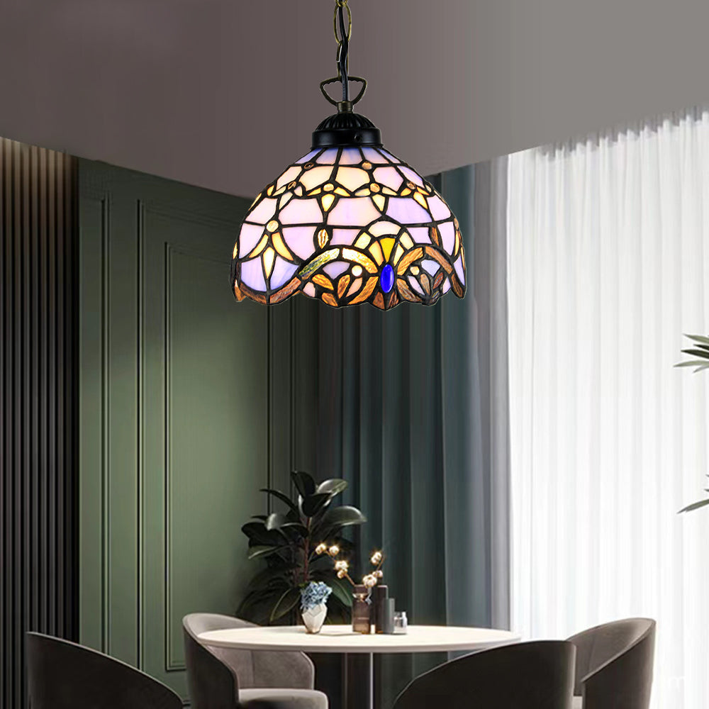 Tiffany Casa Rural LED Lámpara Colgante Metal Vidrio Dormitorio