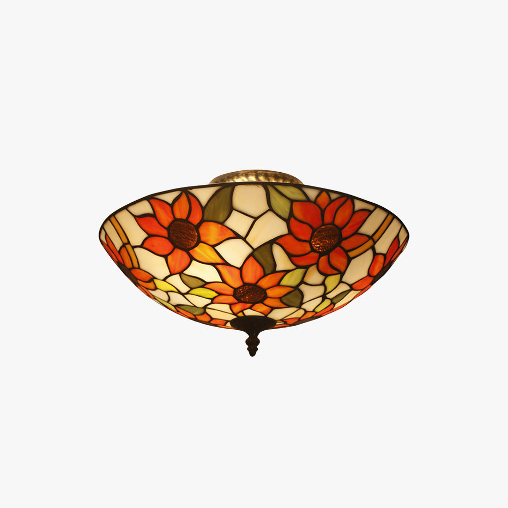 Tiffany Lujo Plafón Colorido Girasol Metal Vidrio Salón/Dormitorio