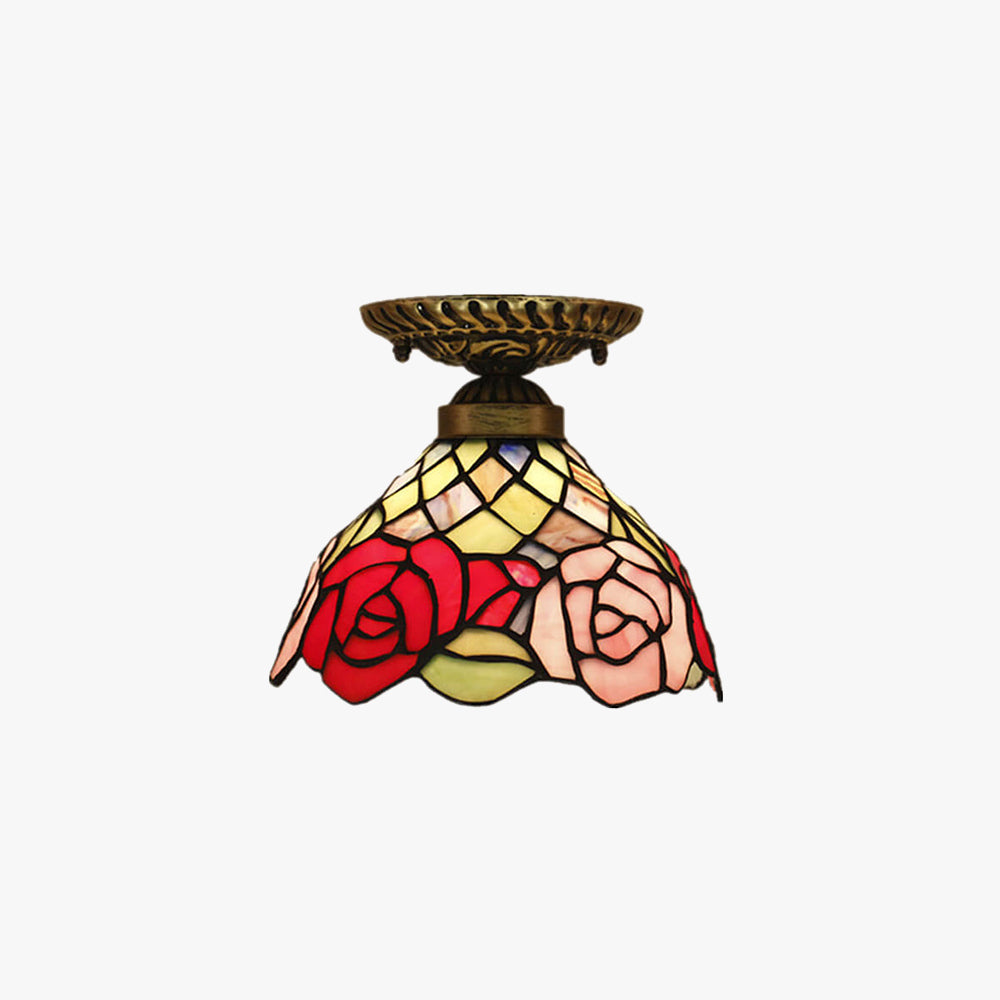 Tiffany Vintage Rosa LED Plafón Vidrio Salón/Dormitorio