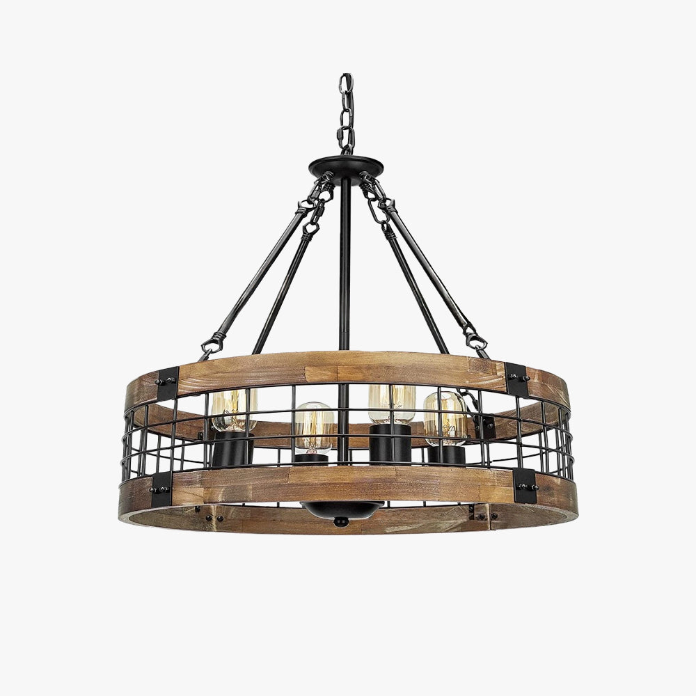 Silva Industrial LED Lámpara Colgante Madera Metal Salón