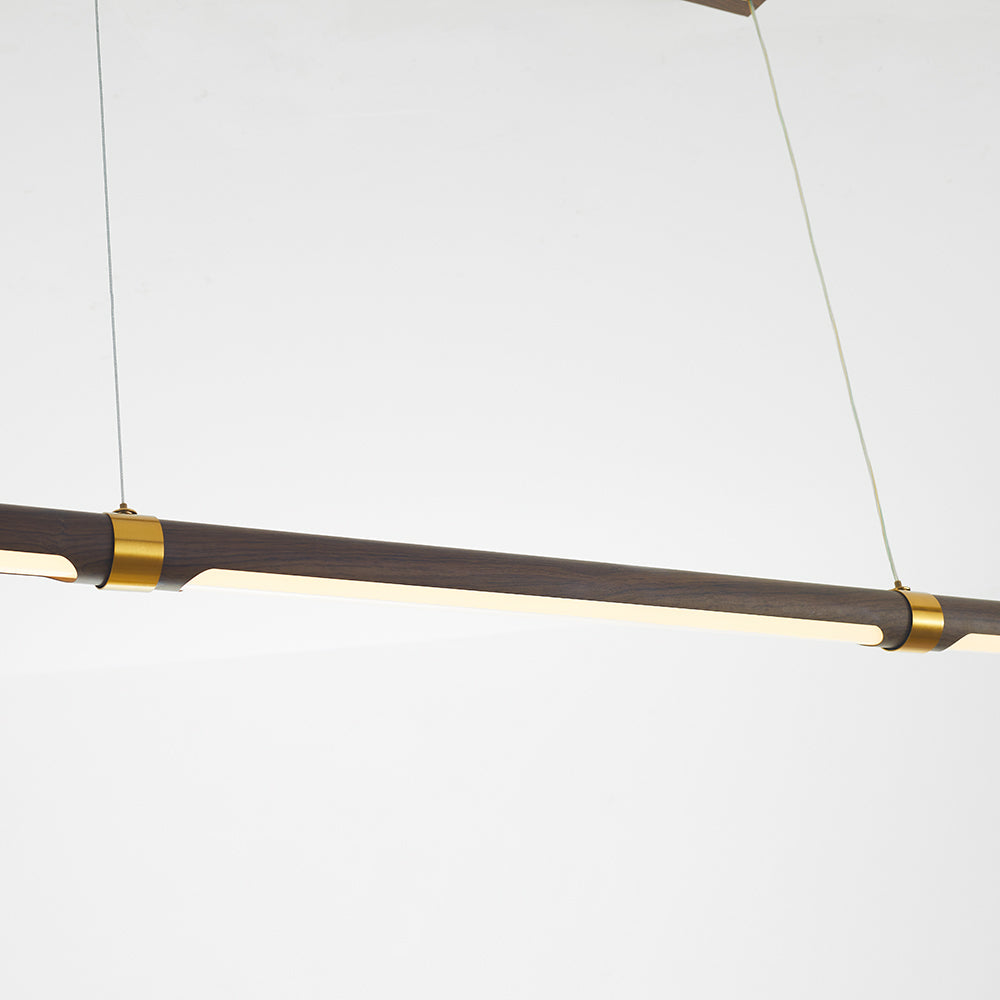 Arisha Moderna Minimalista Lineal Metal/Madera Lámpara Colgante Marrón